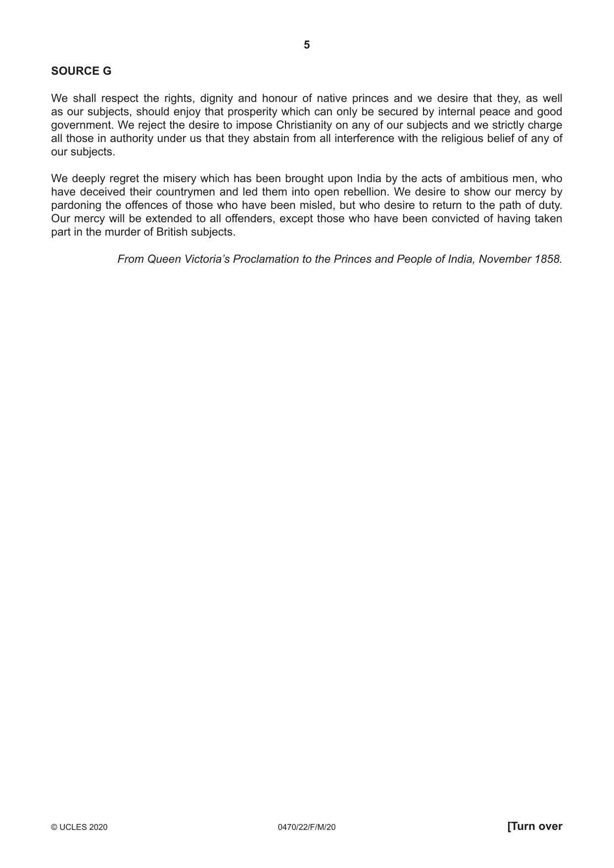 Cambridge IGCSE History 0470 2020 Feb/March Paper 2 · Variant 2 question paper, page 5 of 16