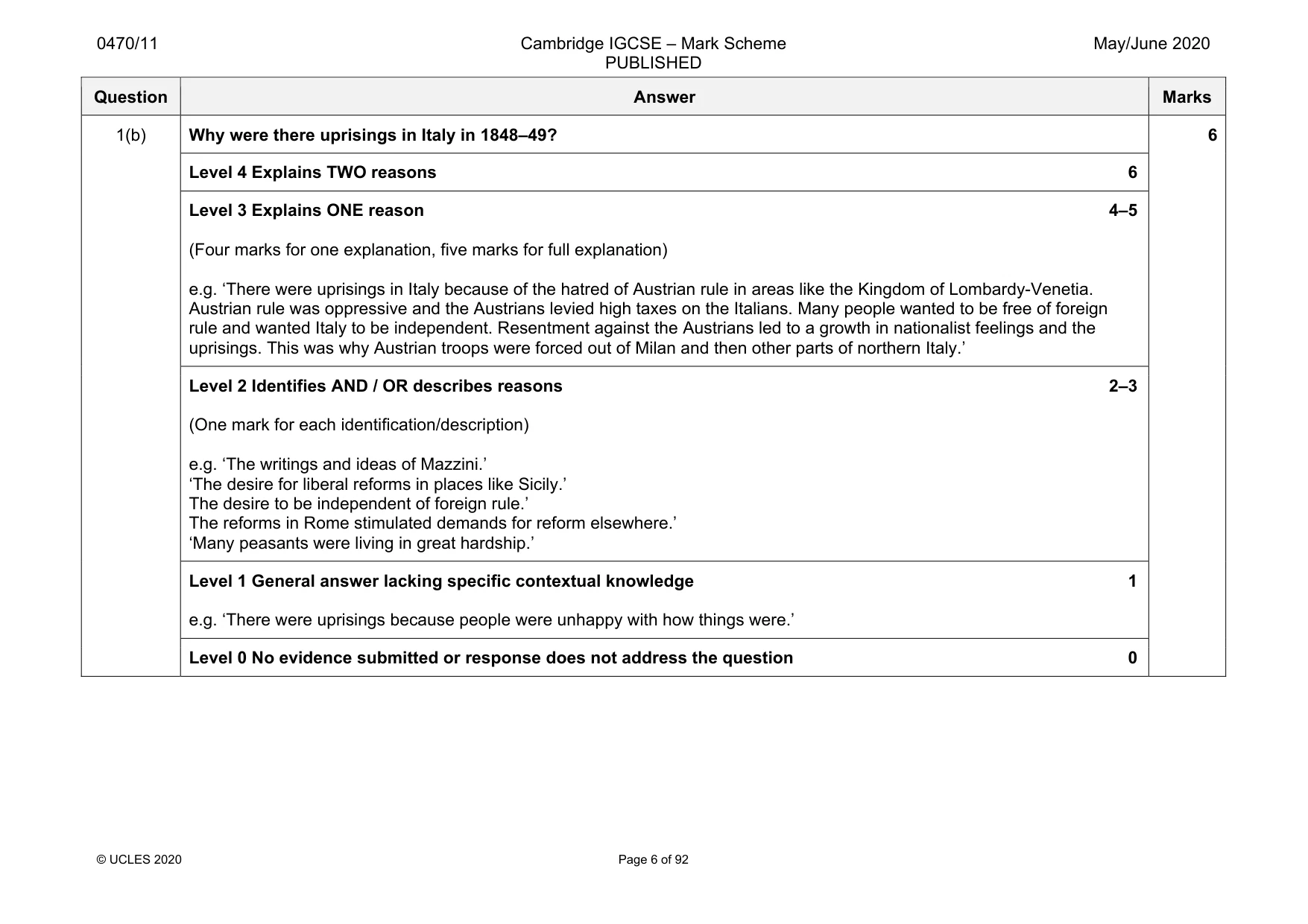 Mark scheme, page 6 of 92