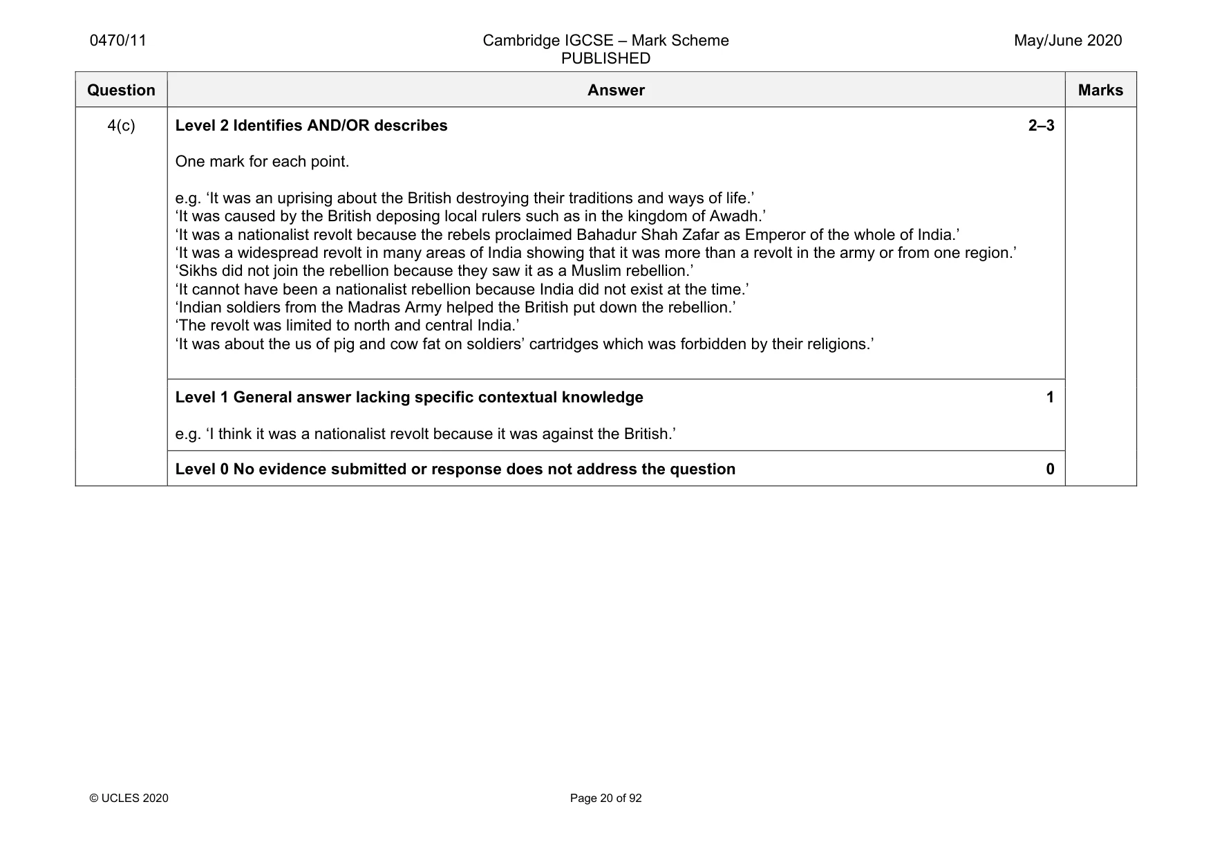 Mark scheme, page 20 of 92