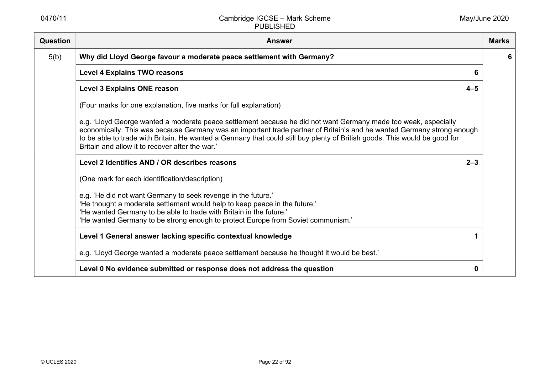 Mark scheme, page 22 of 92