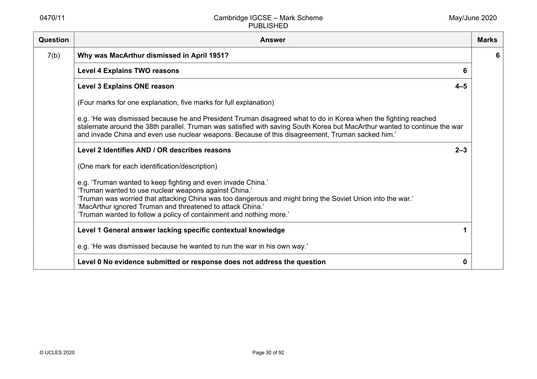 Mark scheme, page 30 of 92