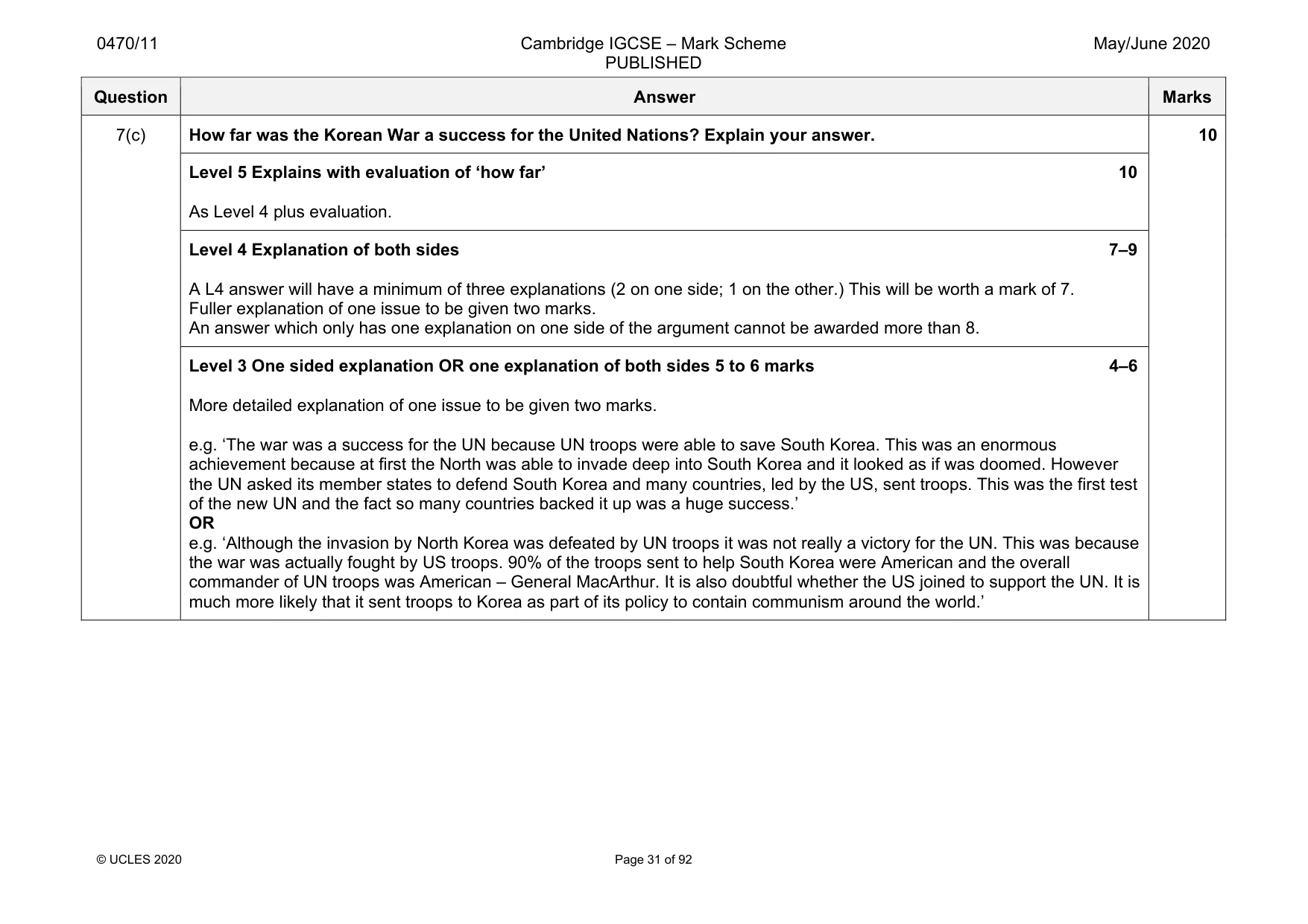 Mark scheme, page 31 of 92