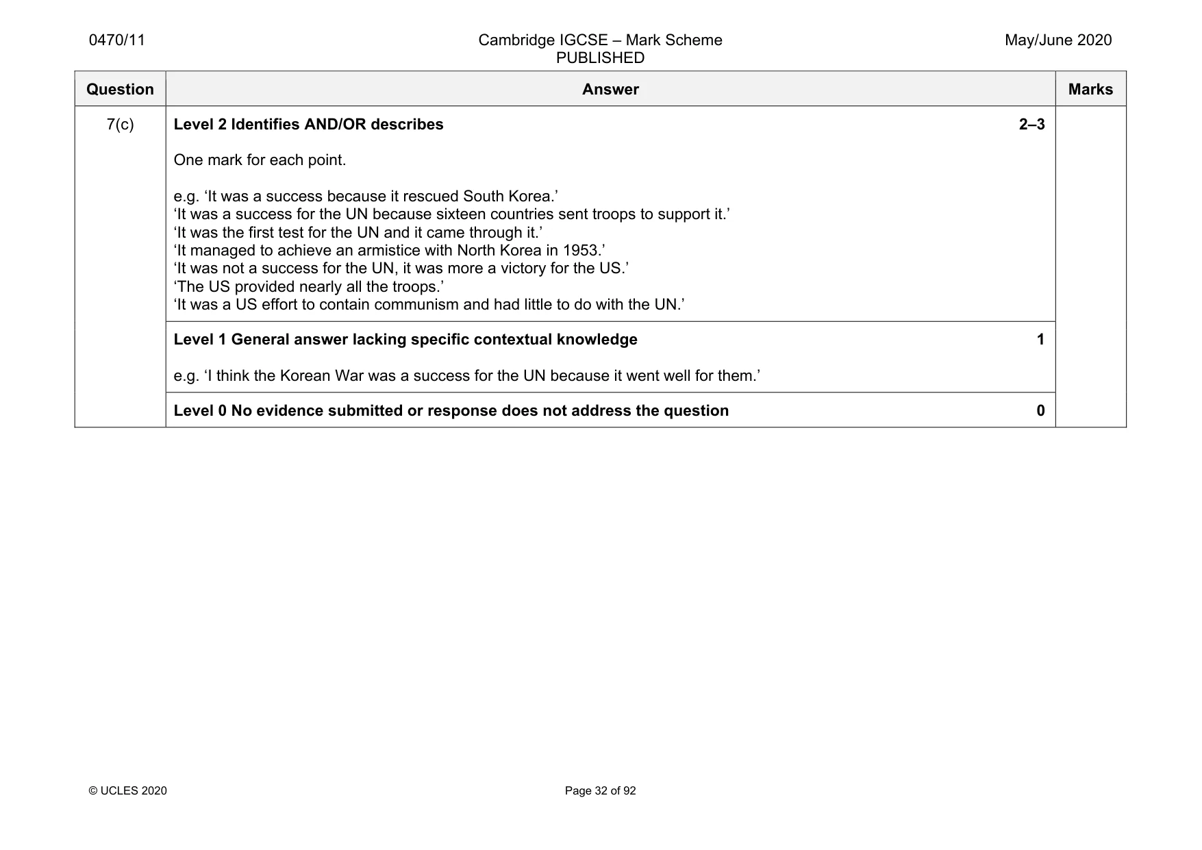 Mark scheme, page 32 of 92