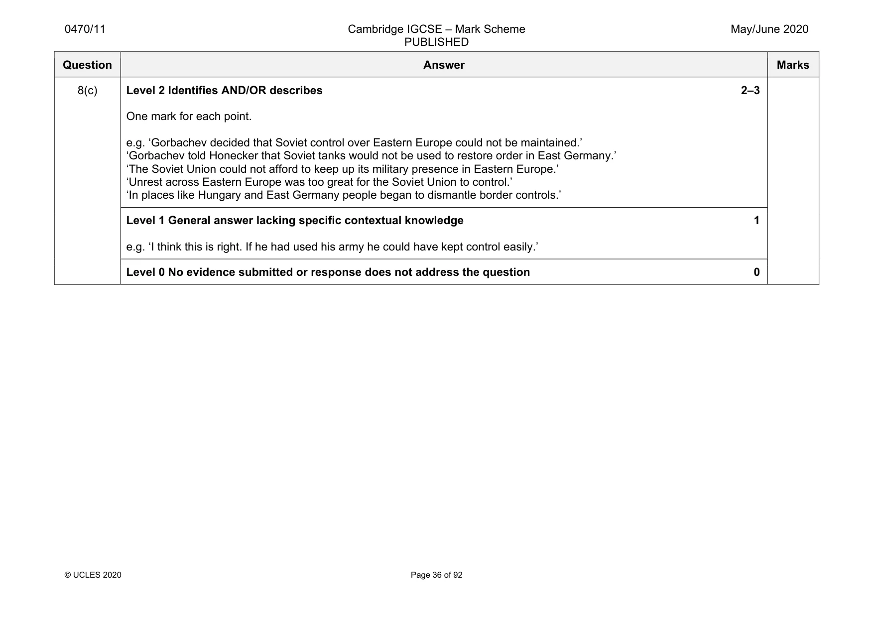 Mark scheme, page 36 of 92