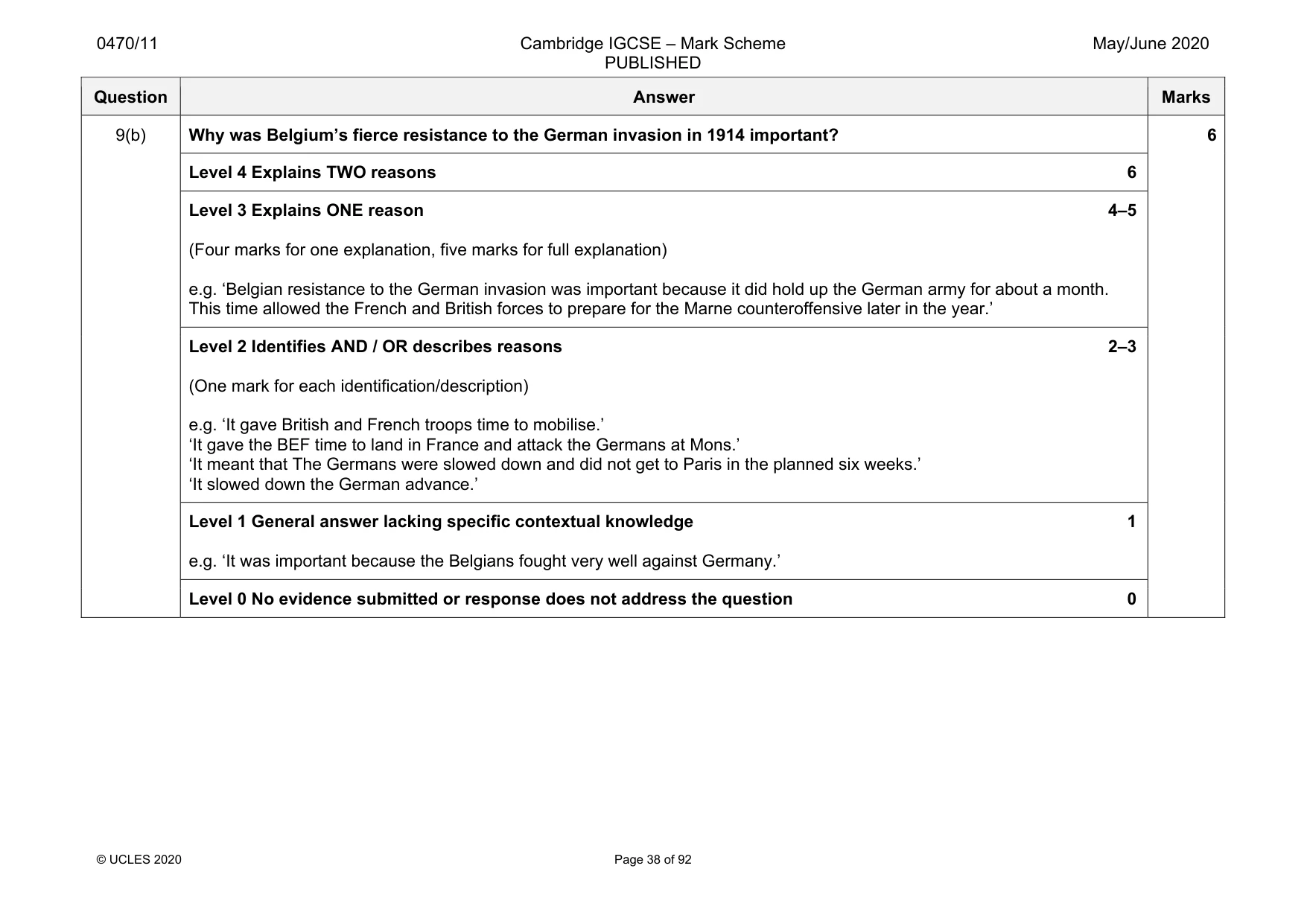Mark scheme, page 38 of 92