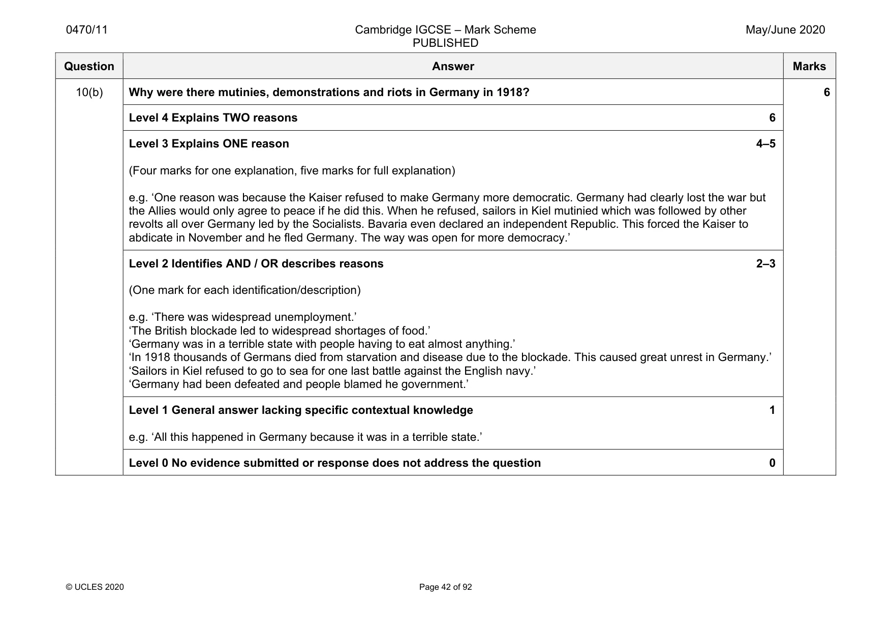 Mark scheme, page 42 of 92