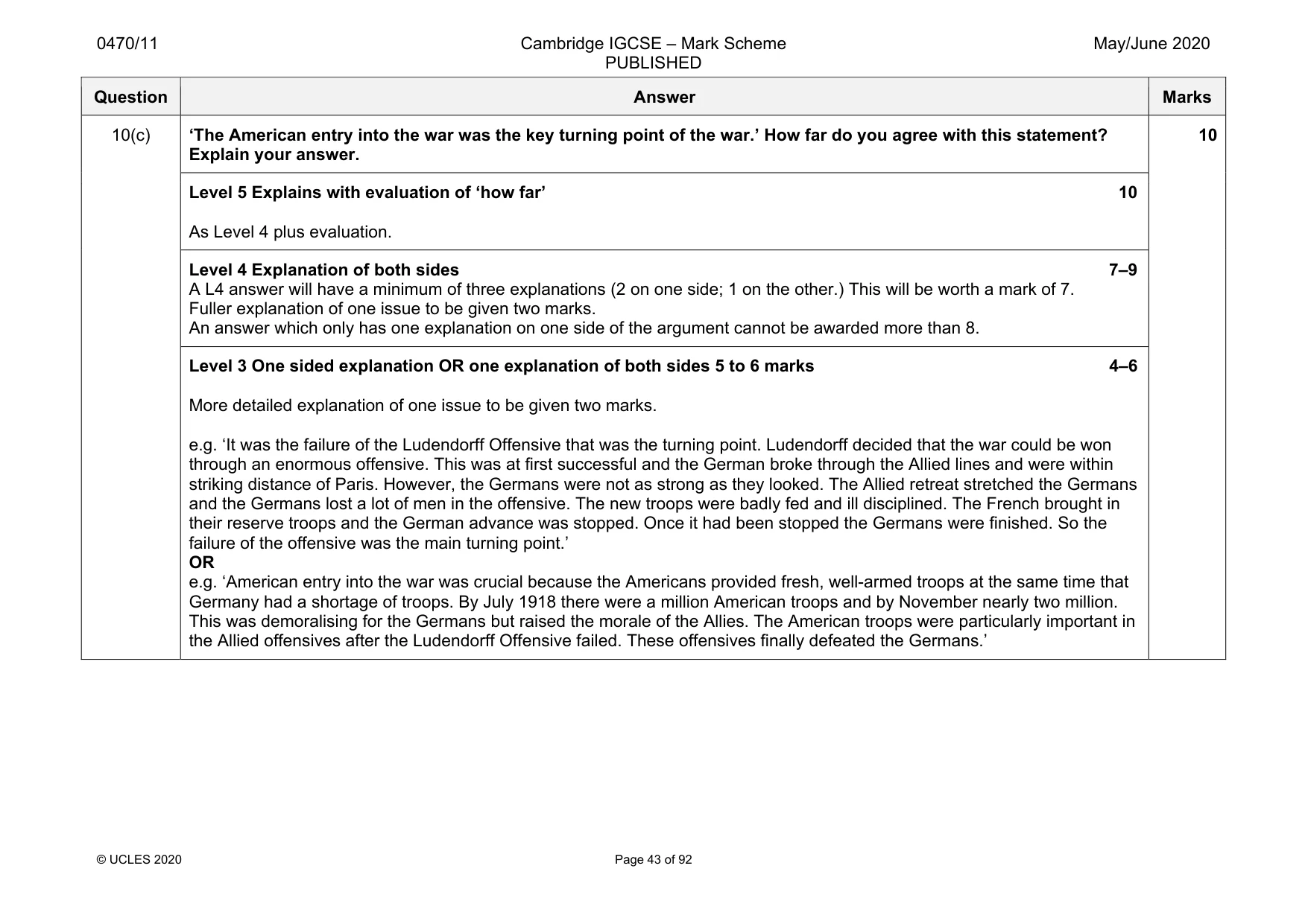 Mark scheme, page 43 of 92