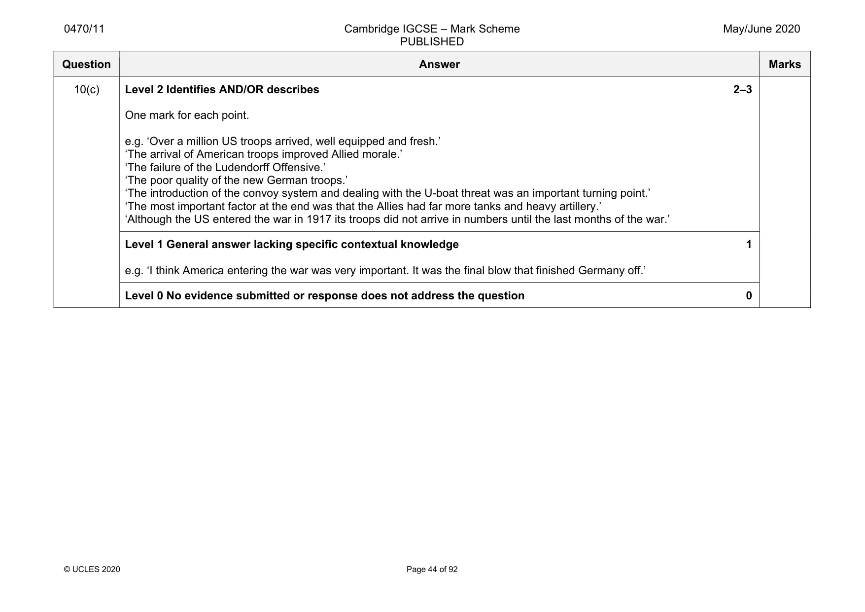 Mark scheme, page 44 of 92