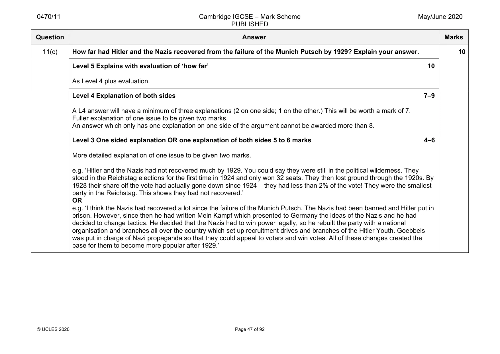 Mark scheme, page 47 of 92