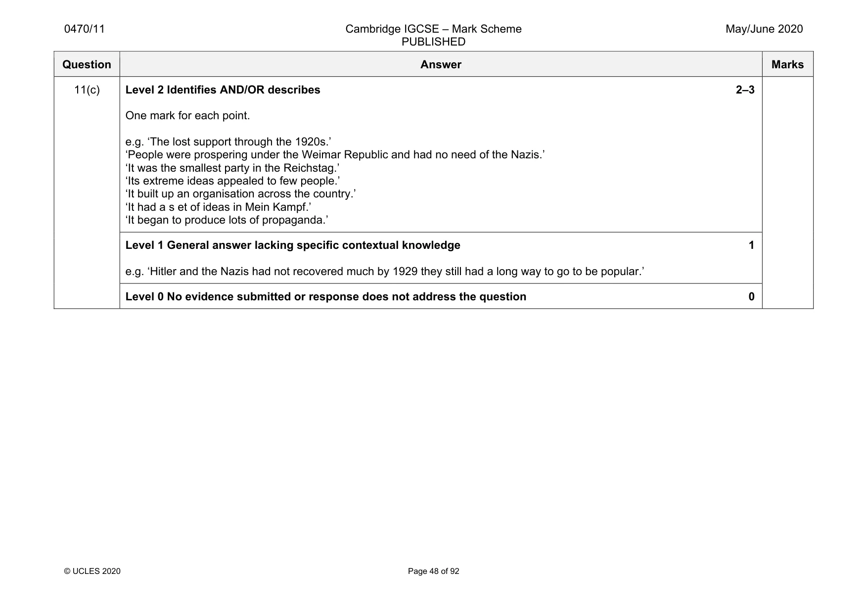 Mark scheme, page 48 of 92