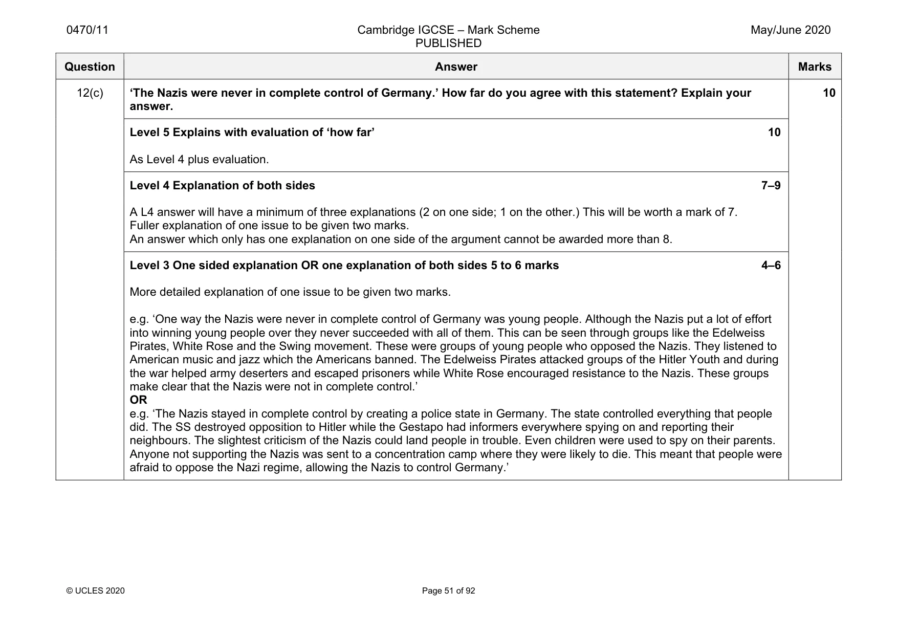 Mark scheme, page 51 of 92