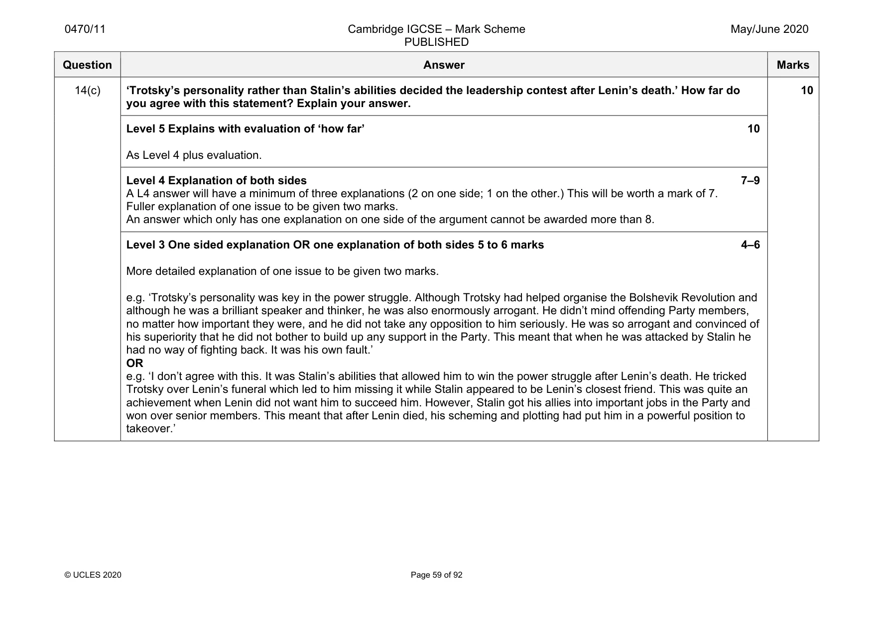 Mark scheme, page 59 of 92