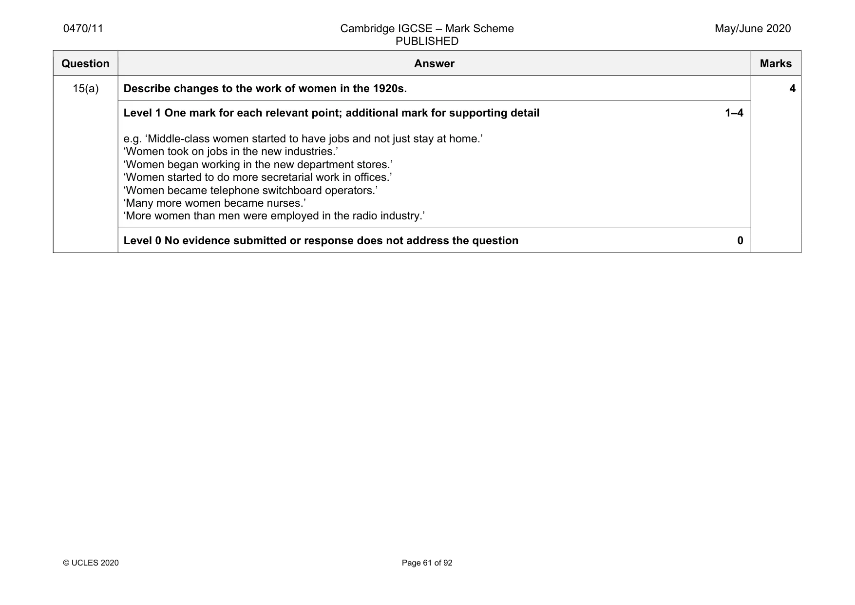Mark scheme, page 61 of 92