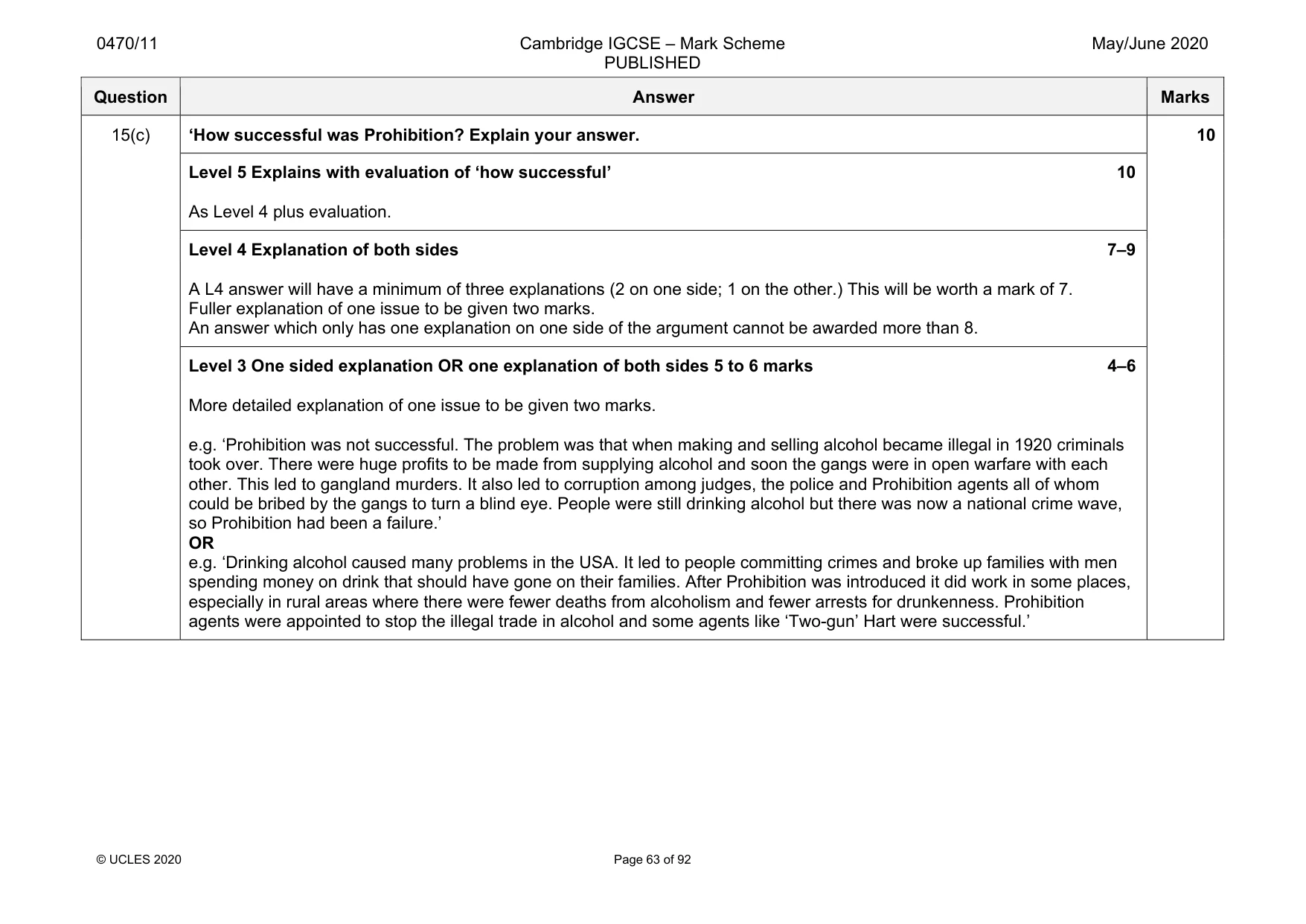 Mark scheme, page 63 of 92
