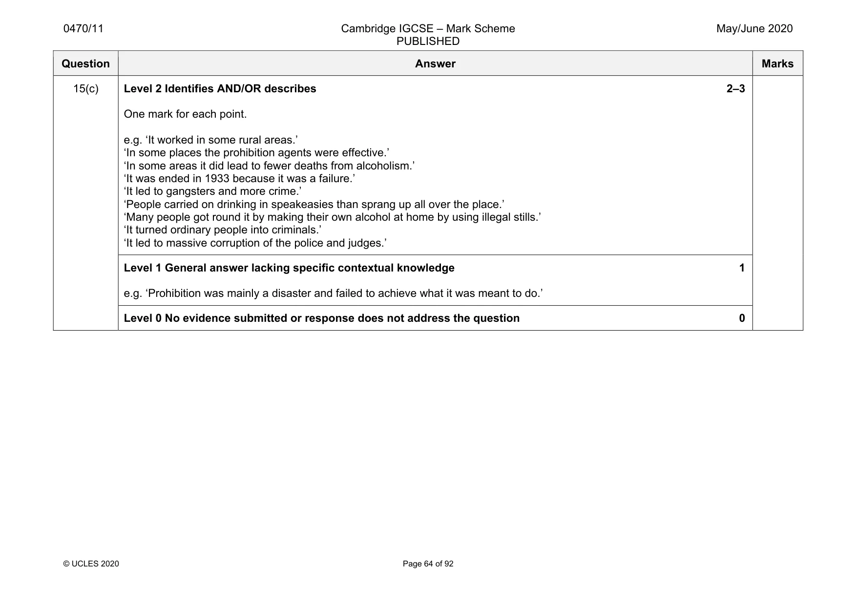 Mark scheme, page 64 of 92