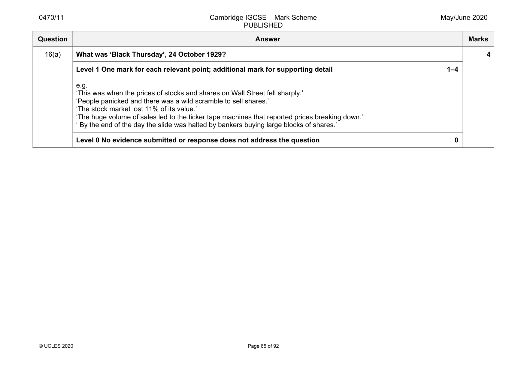 Mark scheme, page 65 of 92