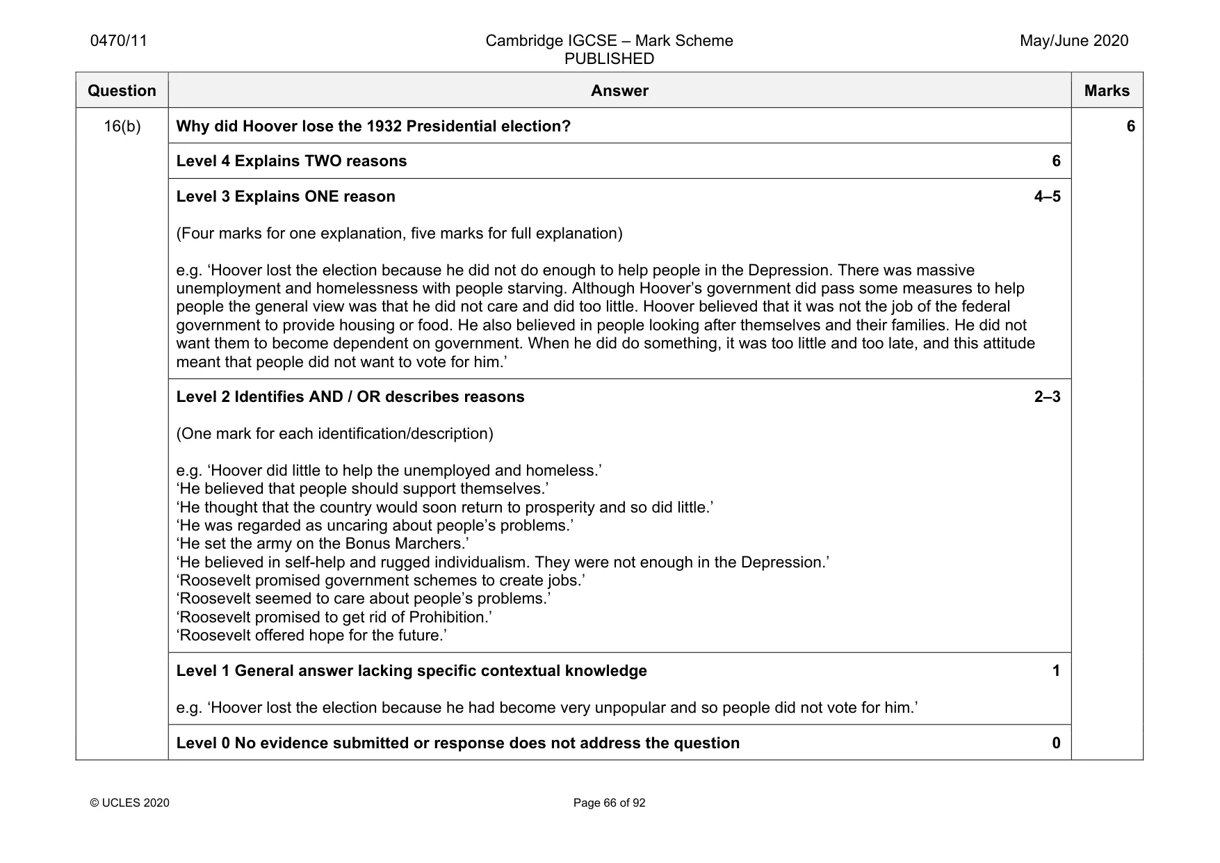 Mark scheme, page 66 of 92