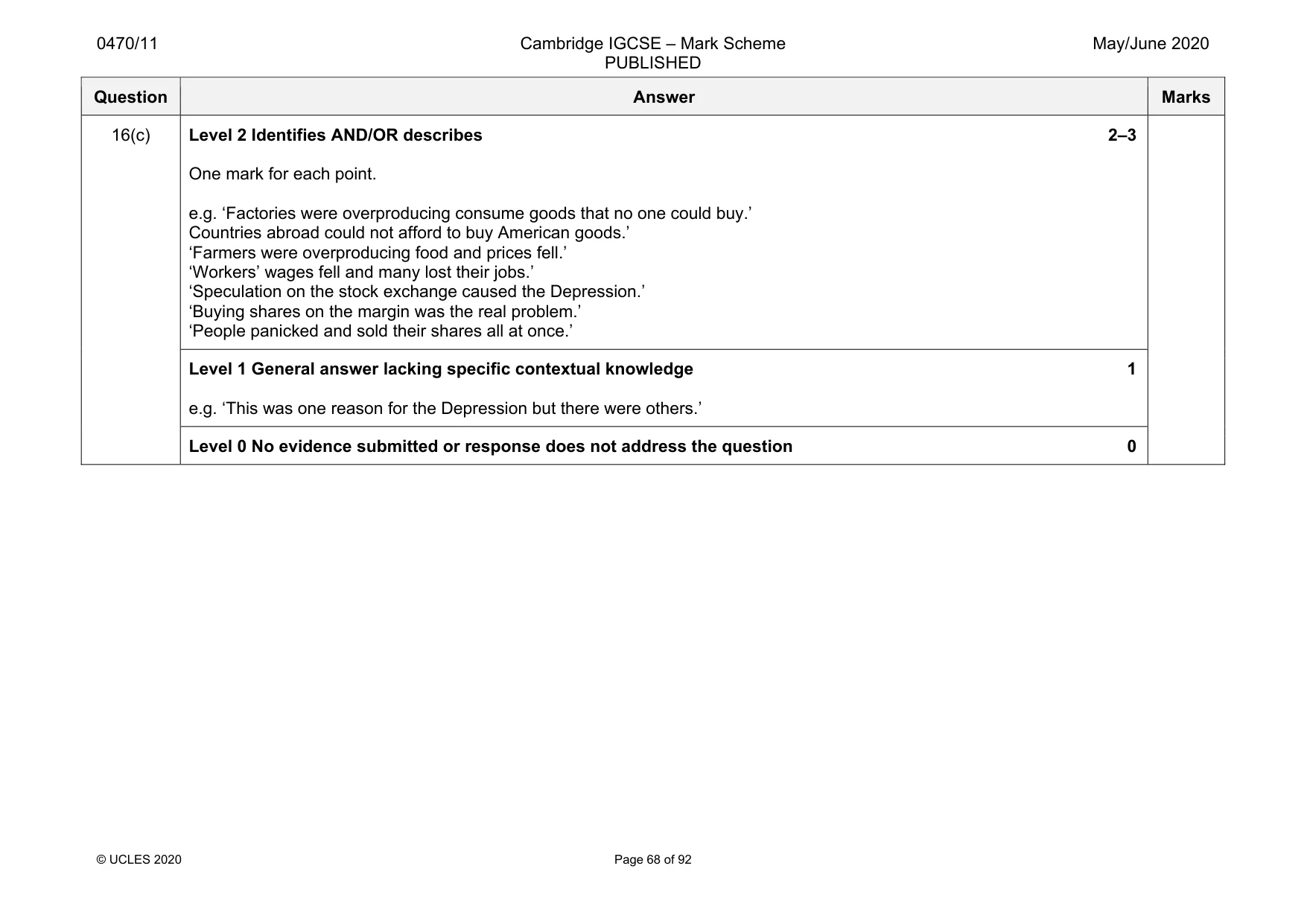 Mark scheme, page 68 of 92