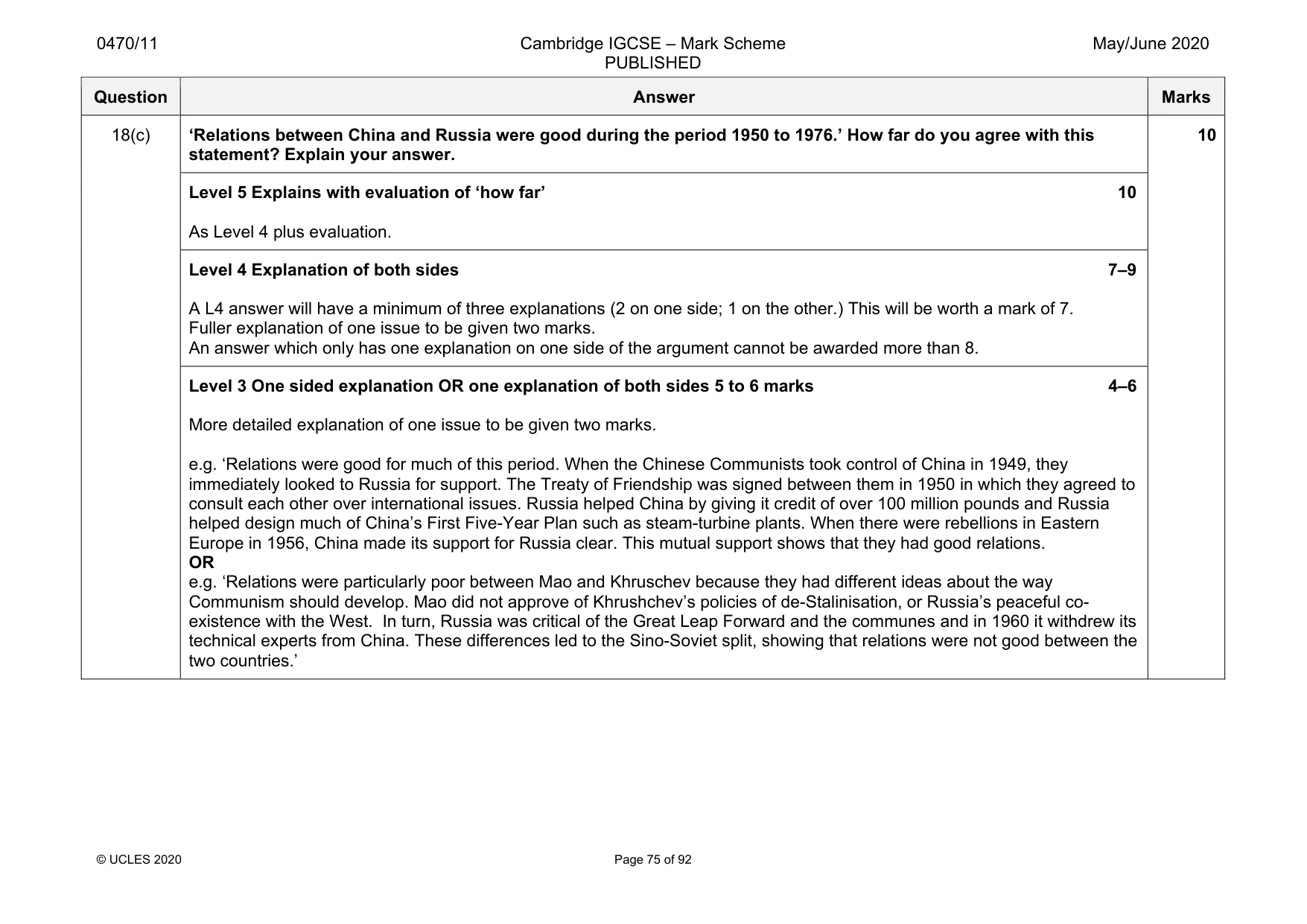 Mark scheme, page 75 of 92