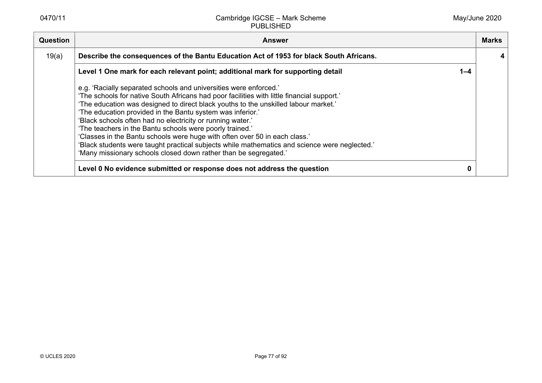 Mark scheme, page 77 of 92