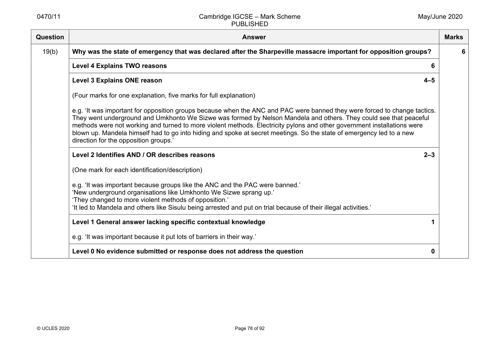 Mark scheme, page 78 of 92
