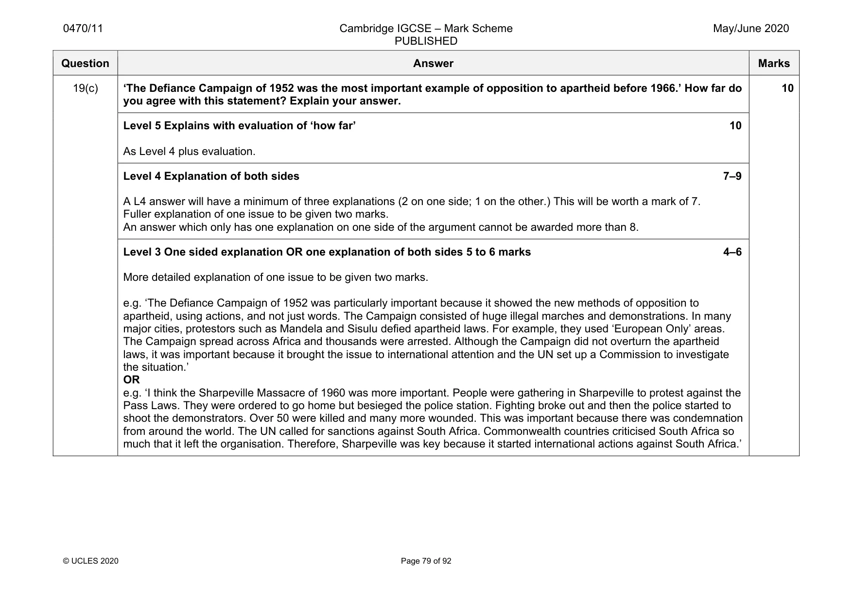 Mark scheme, page 79 of 92