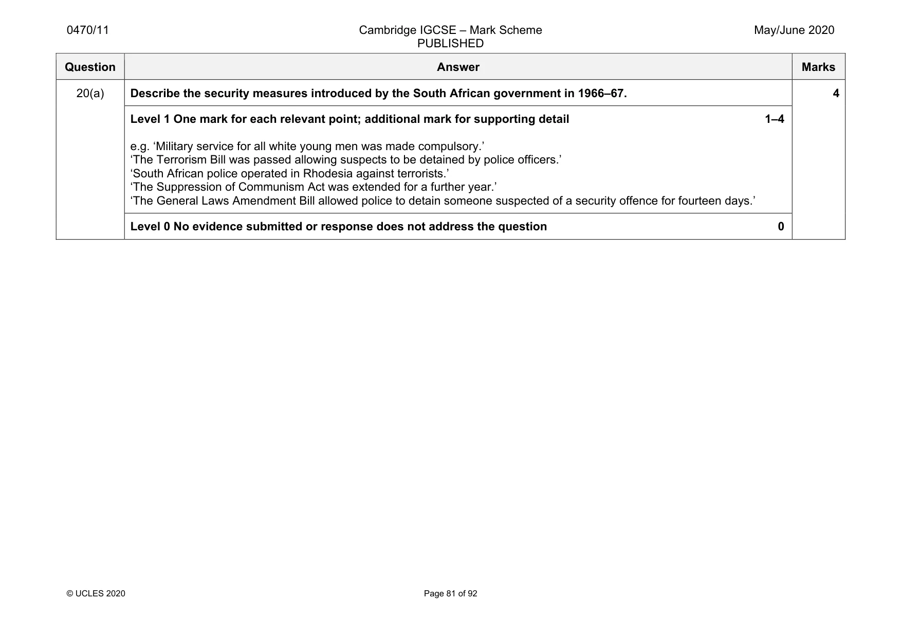 Mark scheme, page 81 of 92