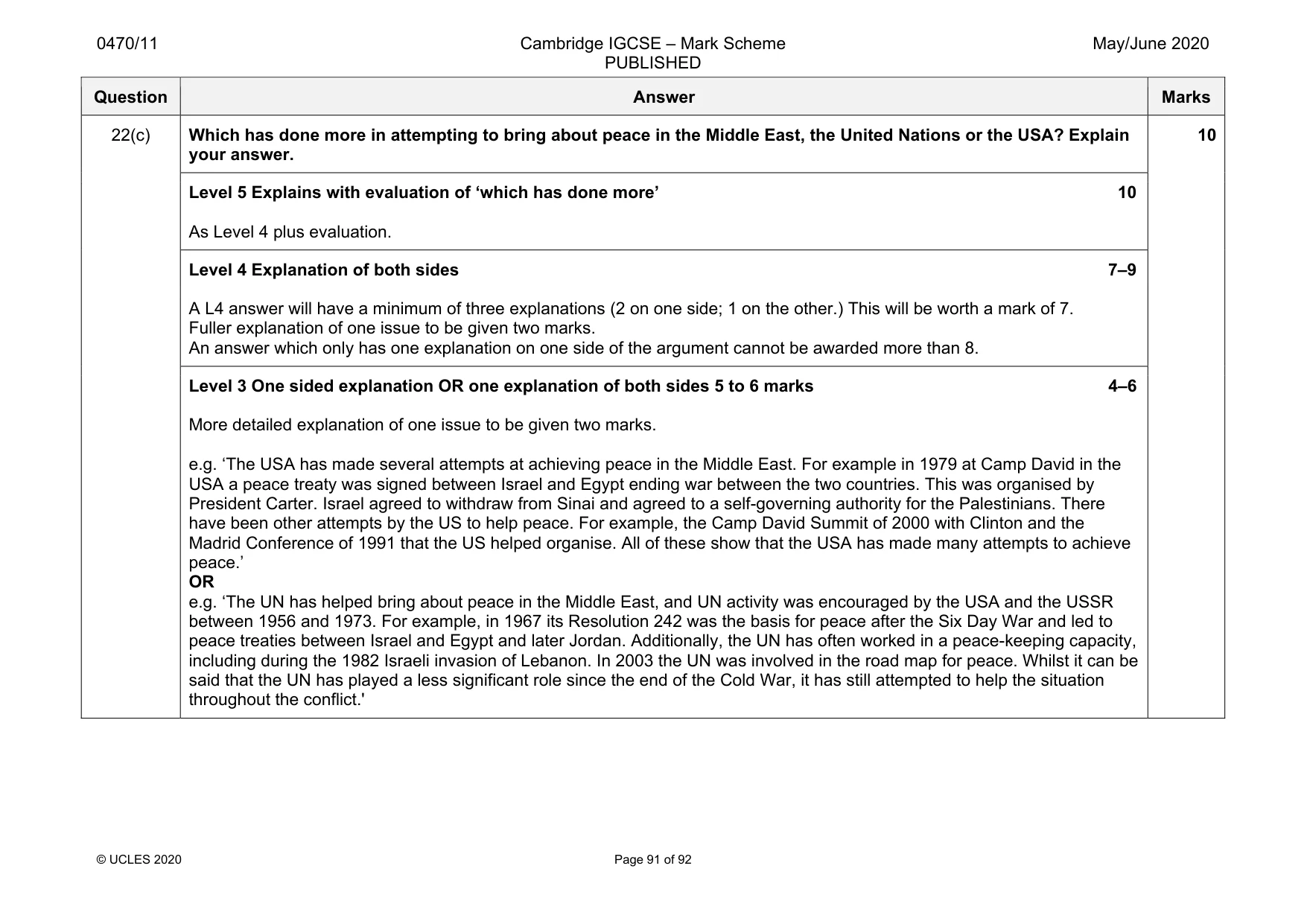 Mark scheme, page 91 of 92