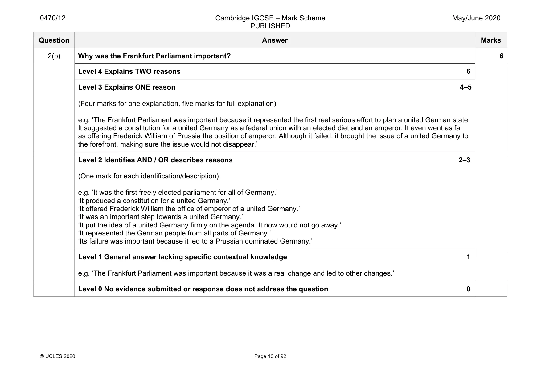 Mark scheme, page 10 of 92