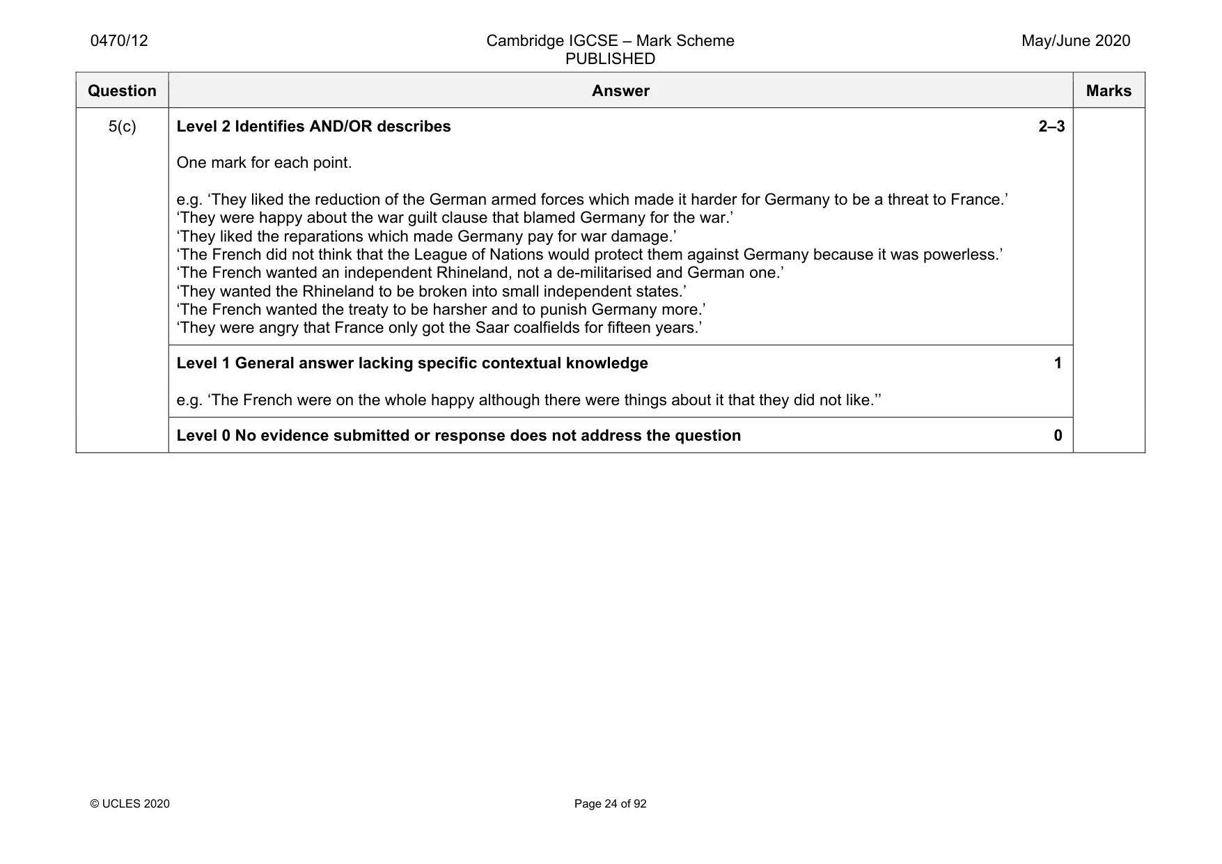 Mark scheme, page 24 of 92