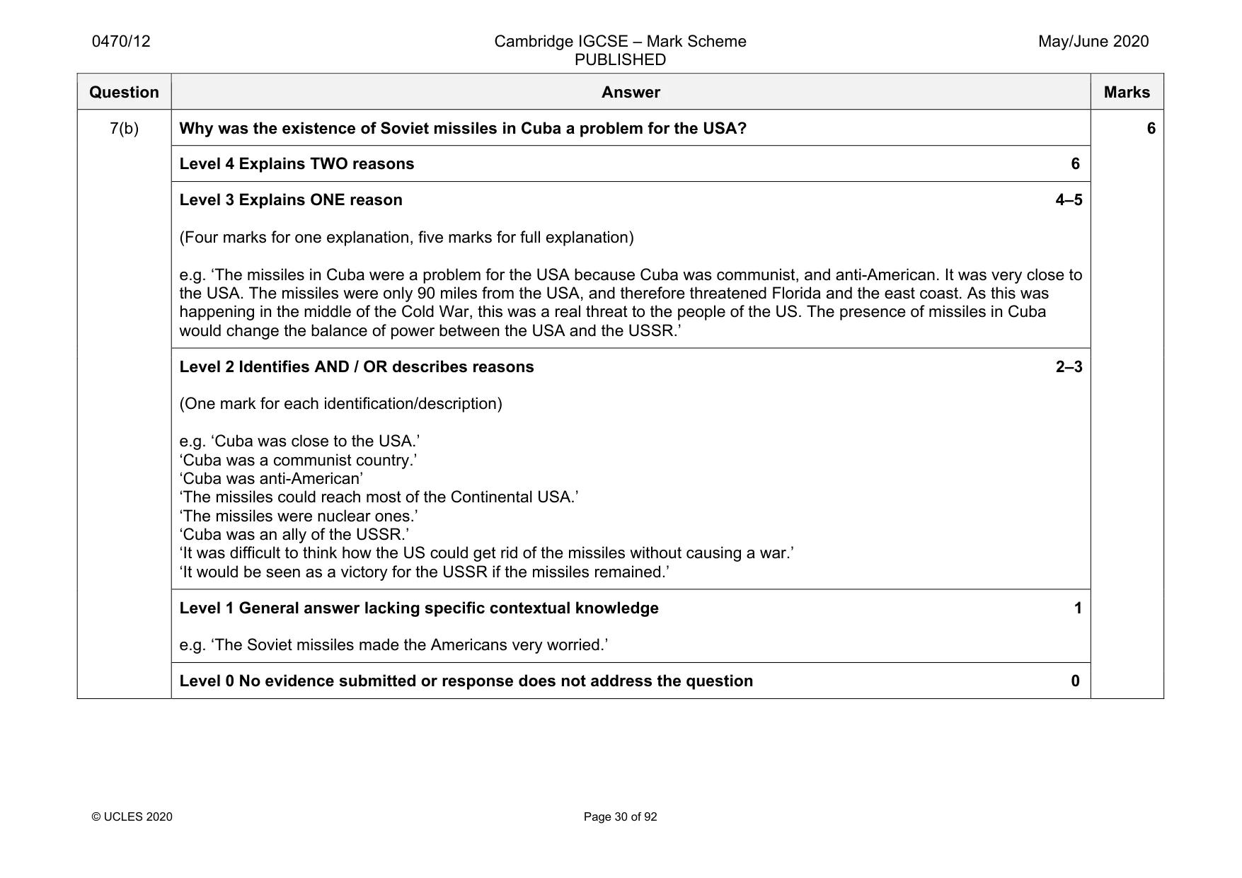 Mark scheme, page 30 of 92