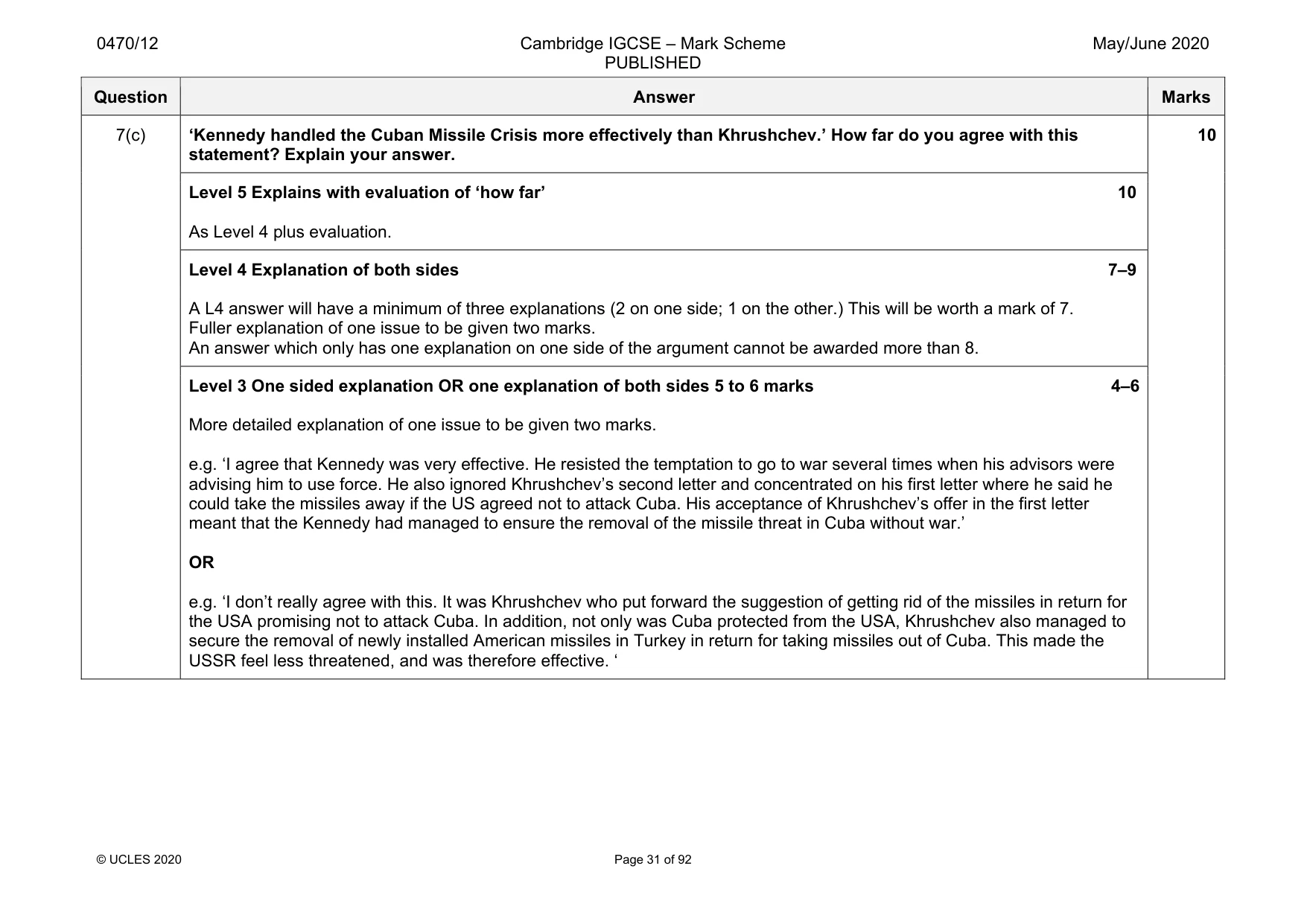 Mark scheme, page 31 of 92