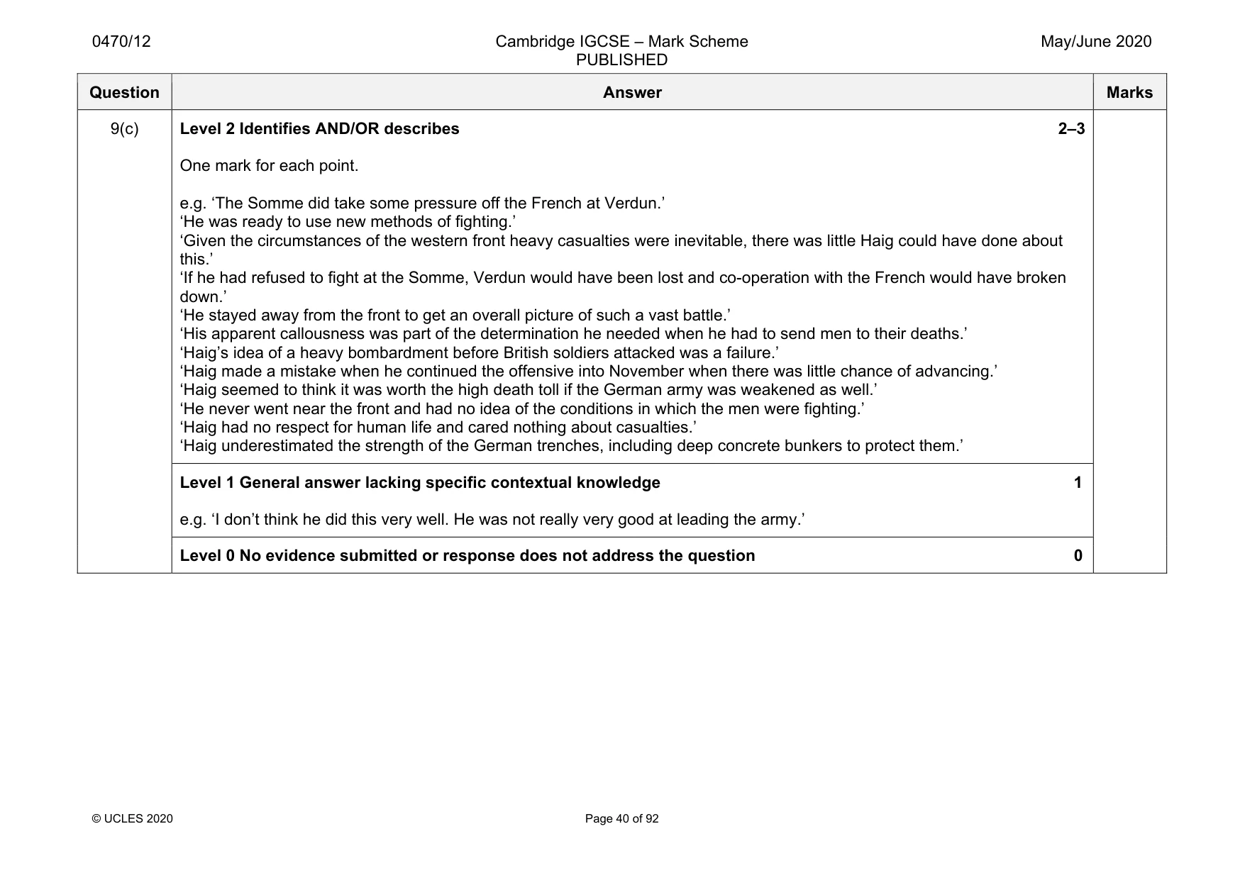 Mark scheme, page 40 of 92