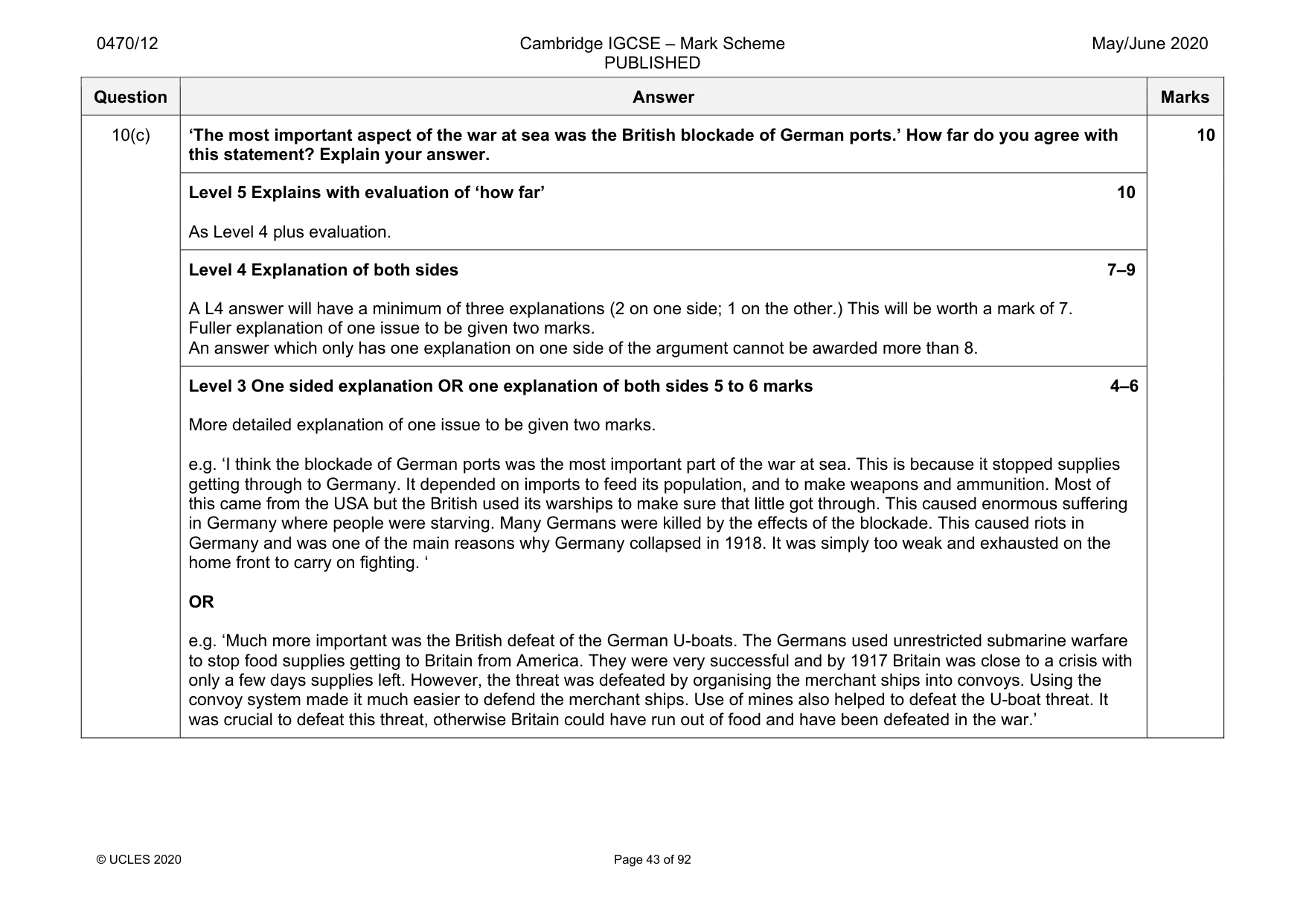 Mark scheme, page 43 of 92