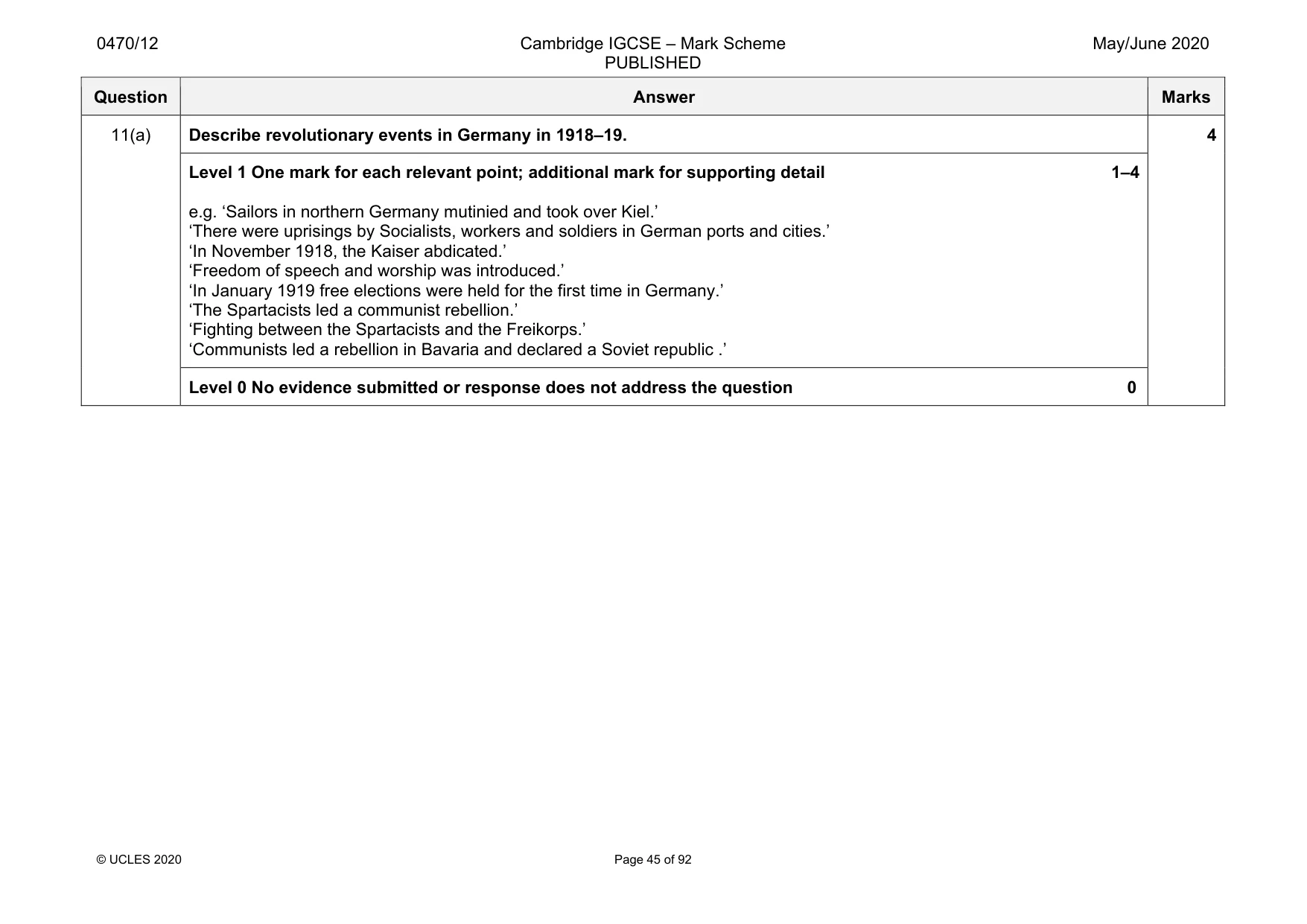Mark scheme, page 45 of 92