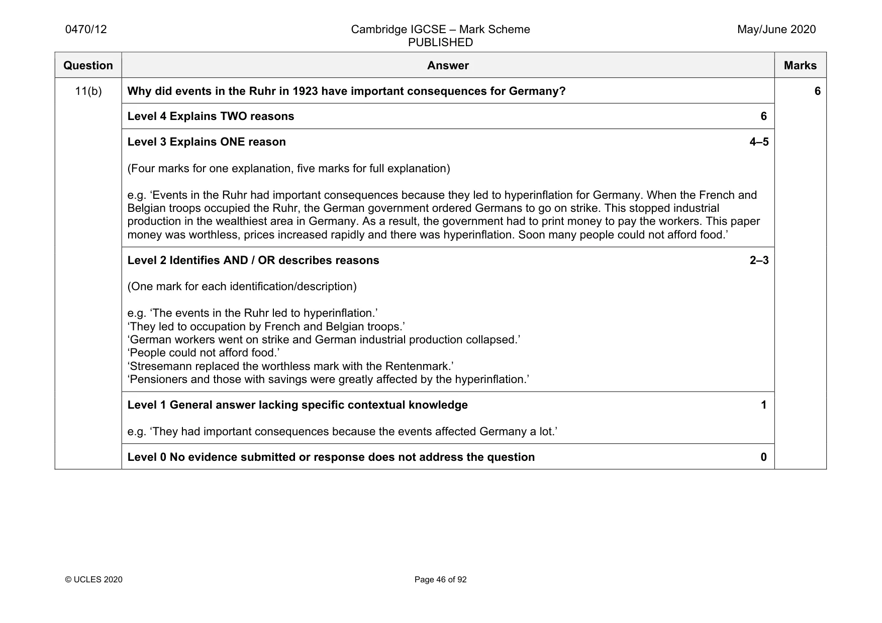 Mark scheme, page 46 of 92