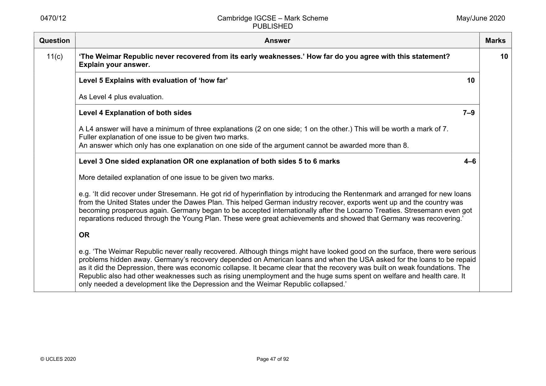 Mark scheme, page 47 of 92