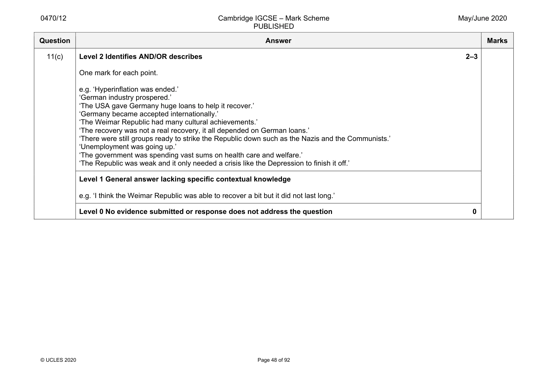 Mark scheme, page 48 of 92
