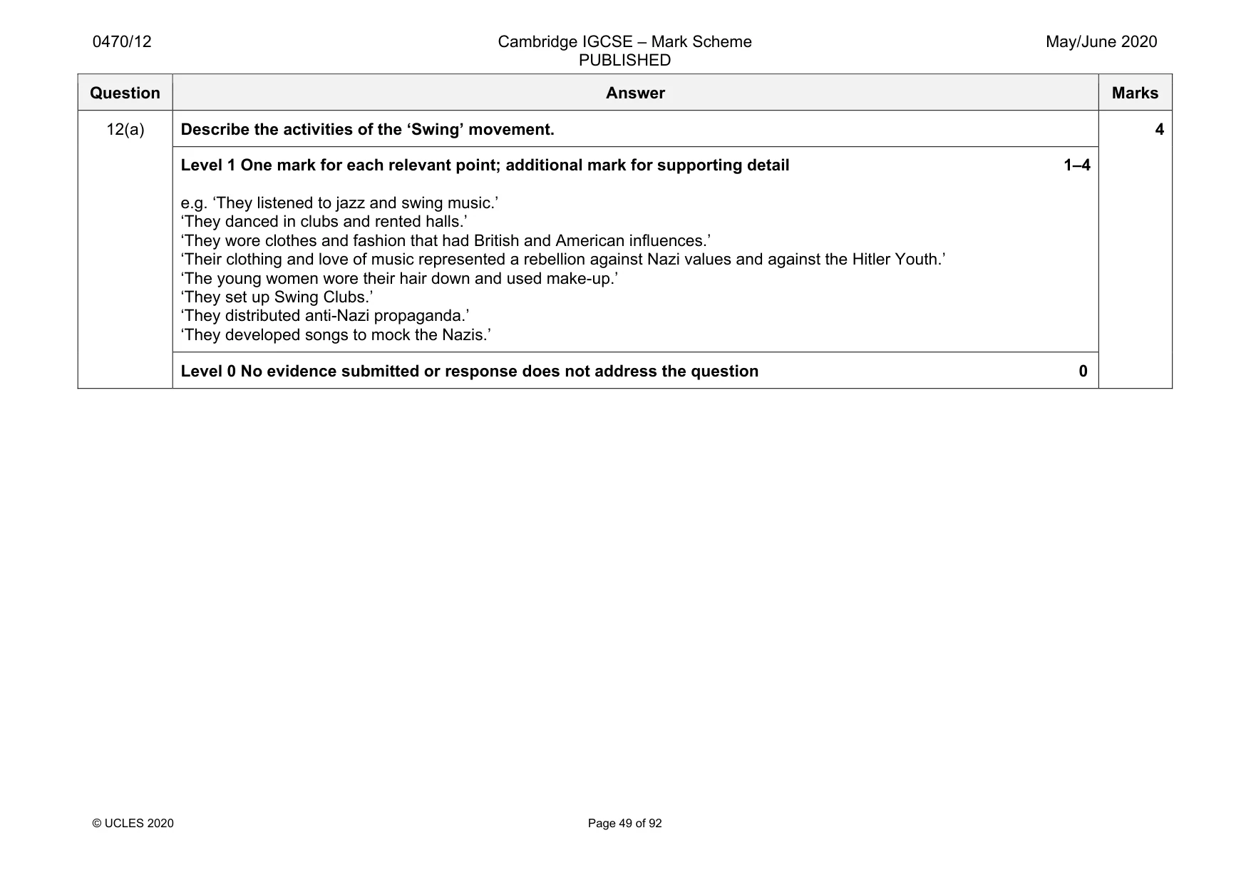 Mark scheme, page 49 of 92