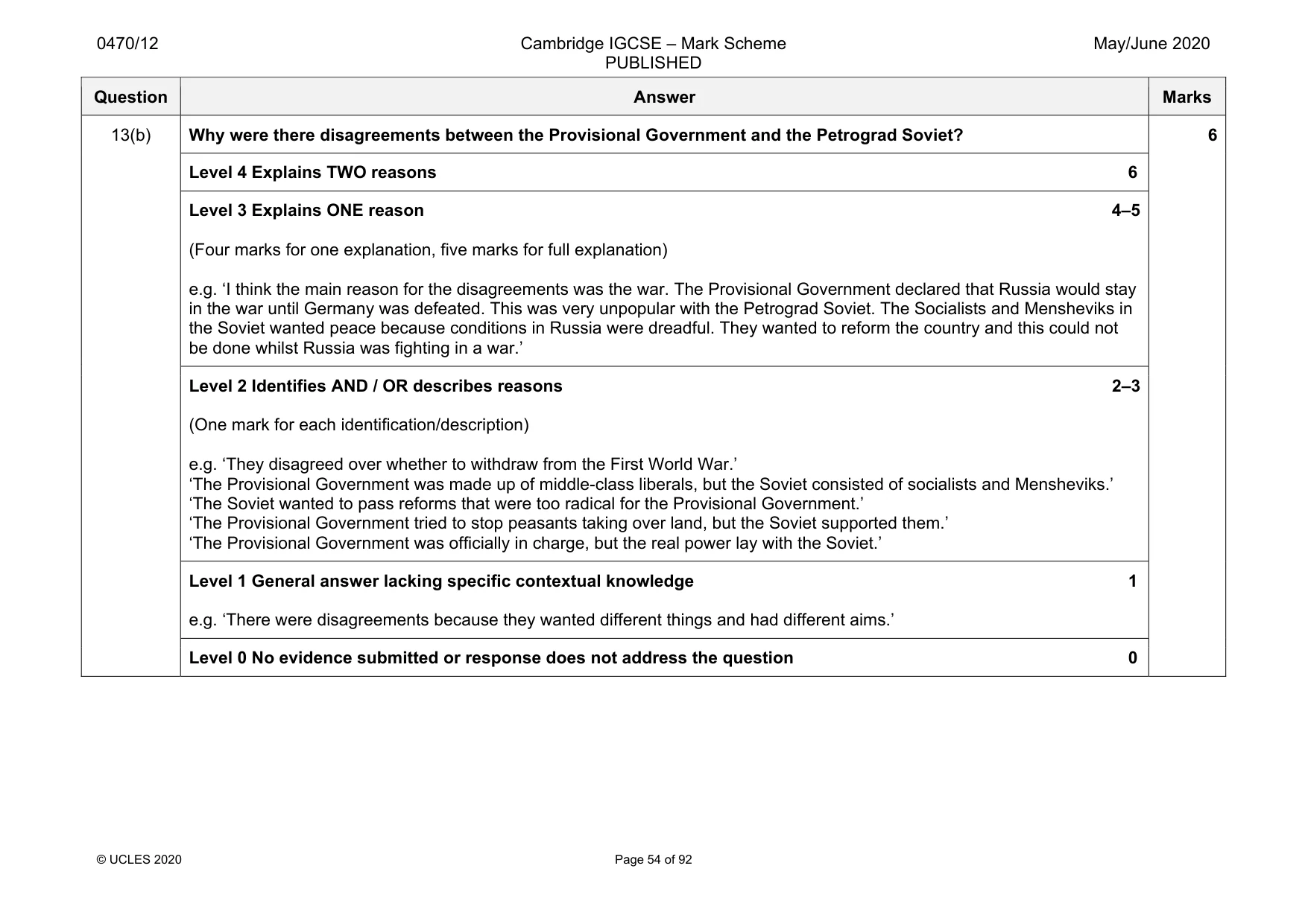 Mark scheme, page 54 of 92