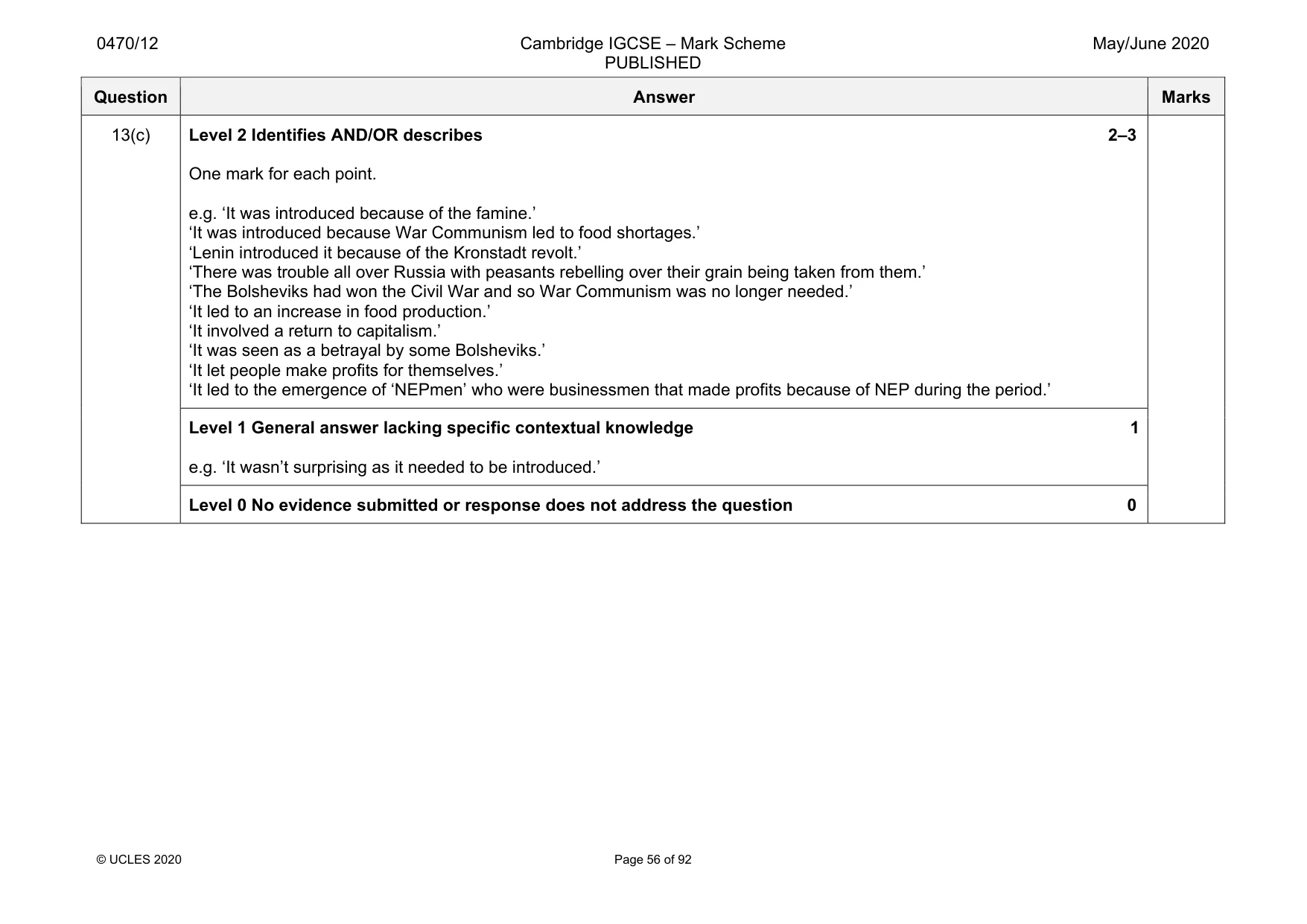 Mark scheme, page 56 of 92