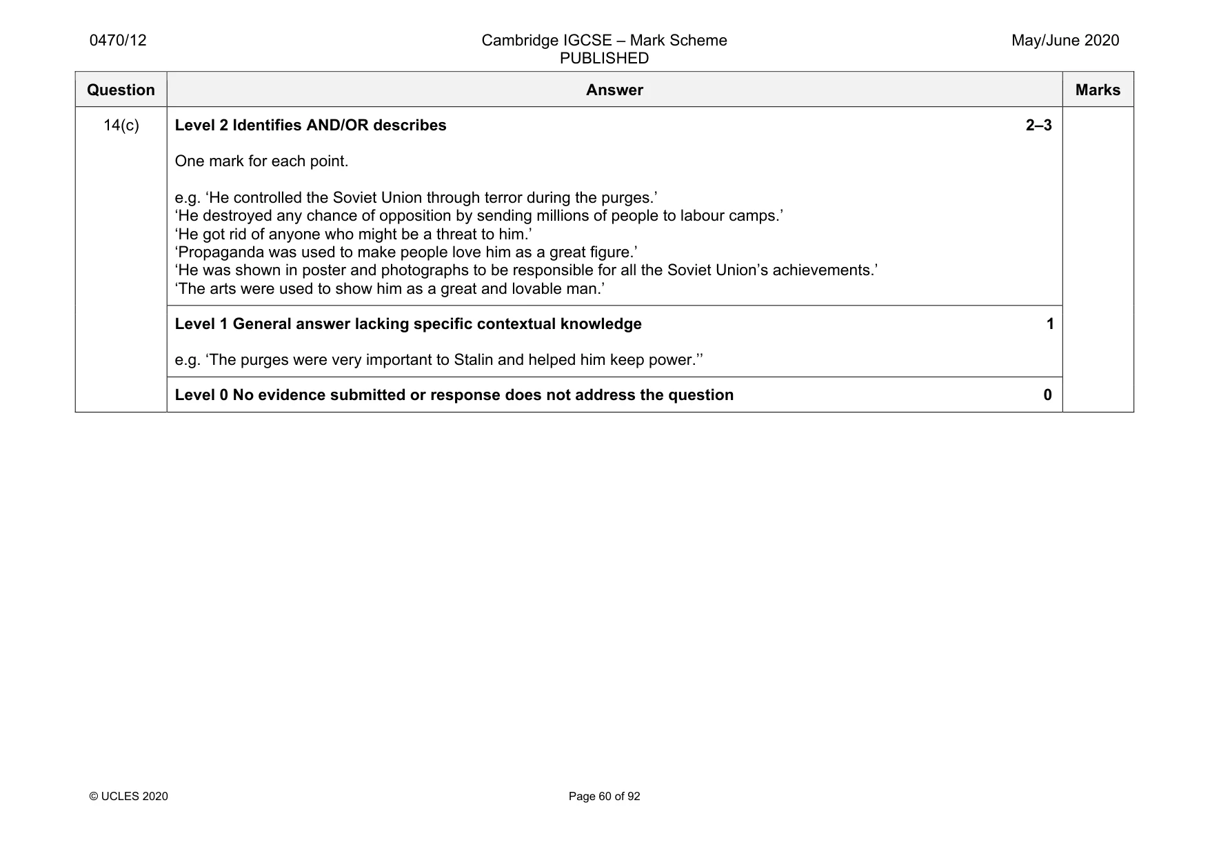 Mark scheme, page 60 of 92