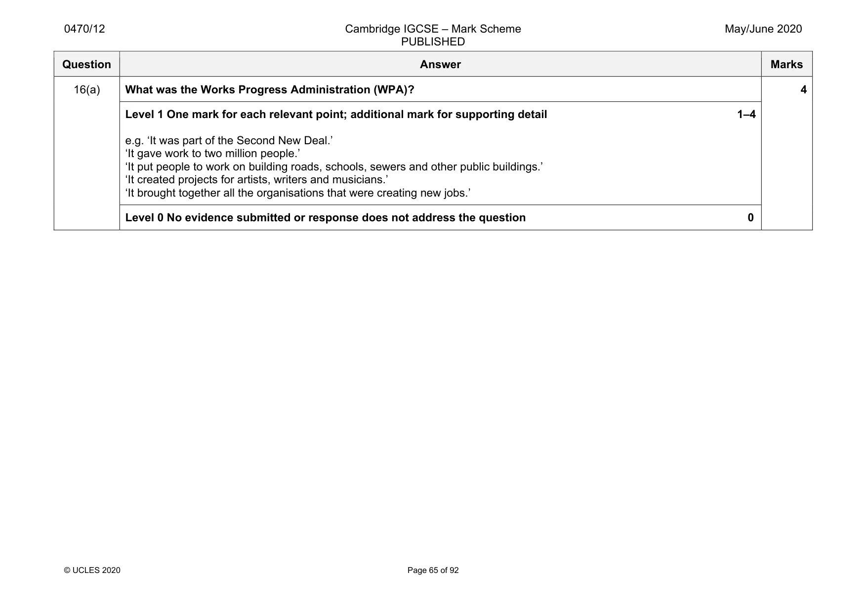 Mark scheme, page 65 of 92