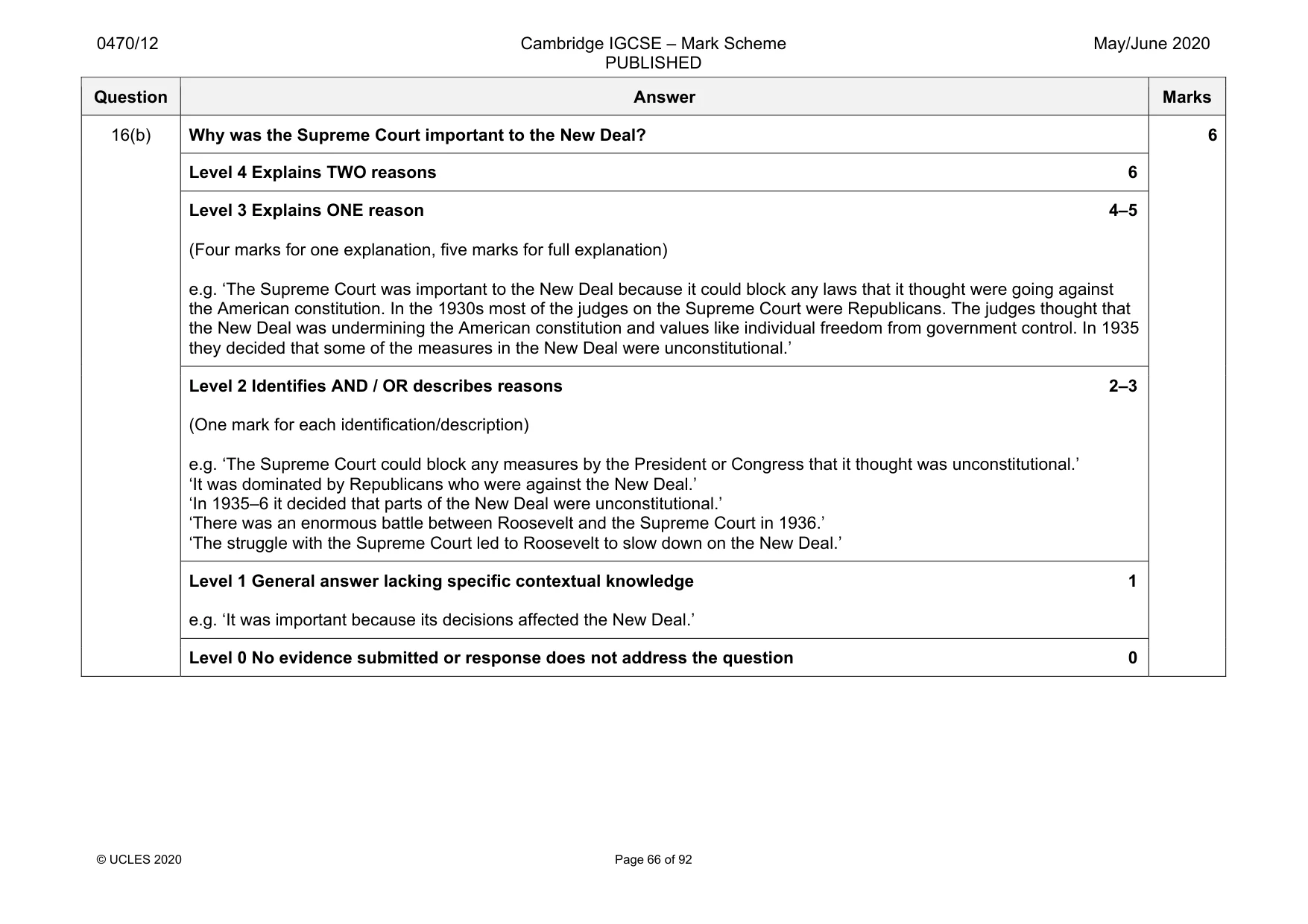 Mark scheme, page 66 of 92