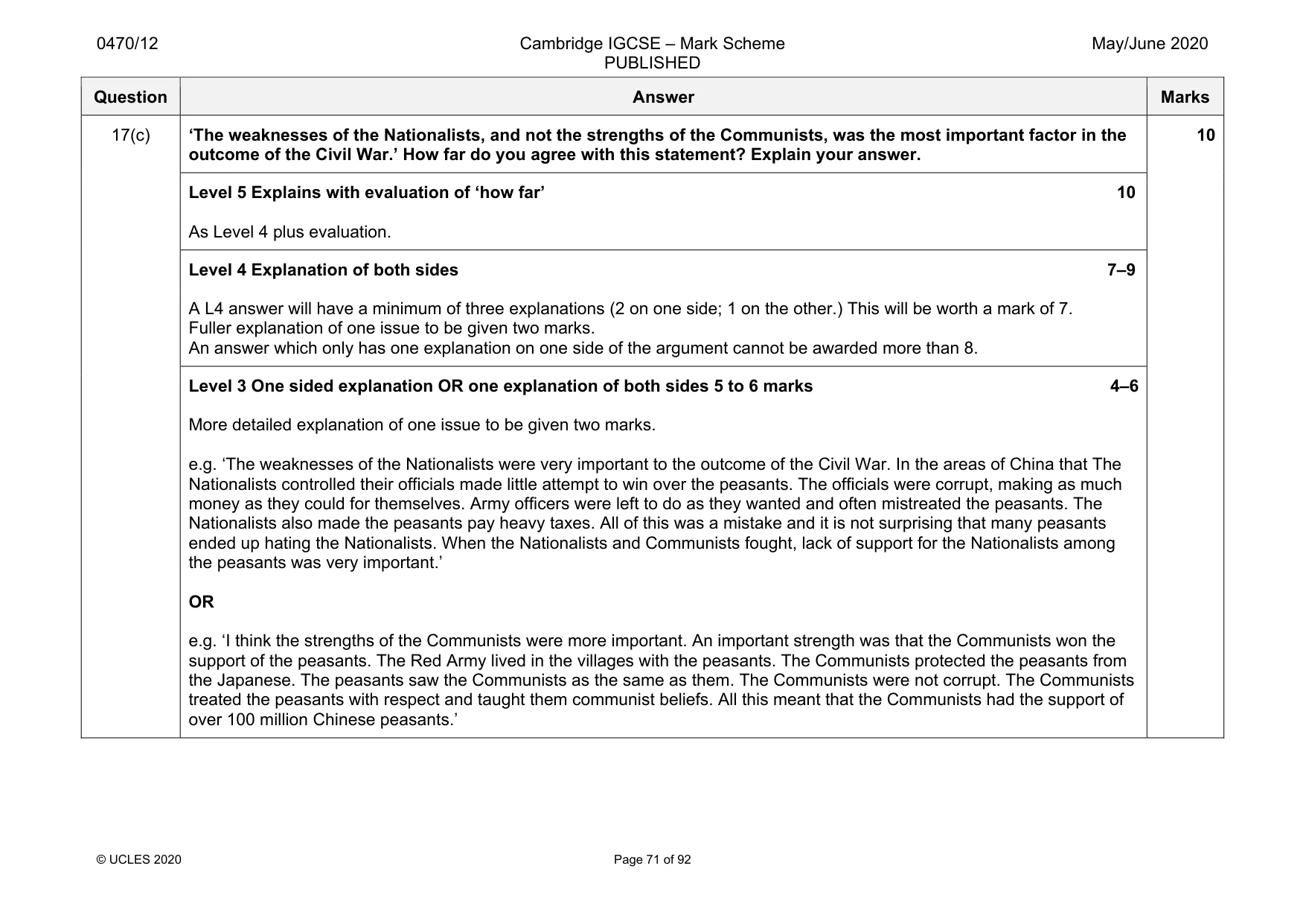 Mark scheme, page 71 of 92