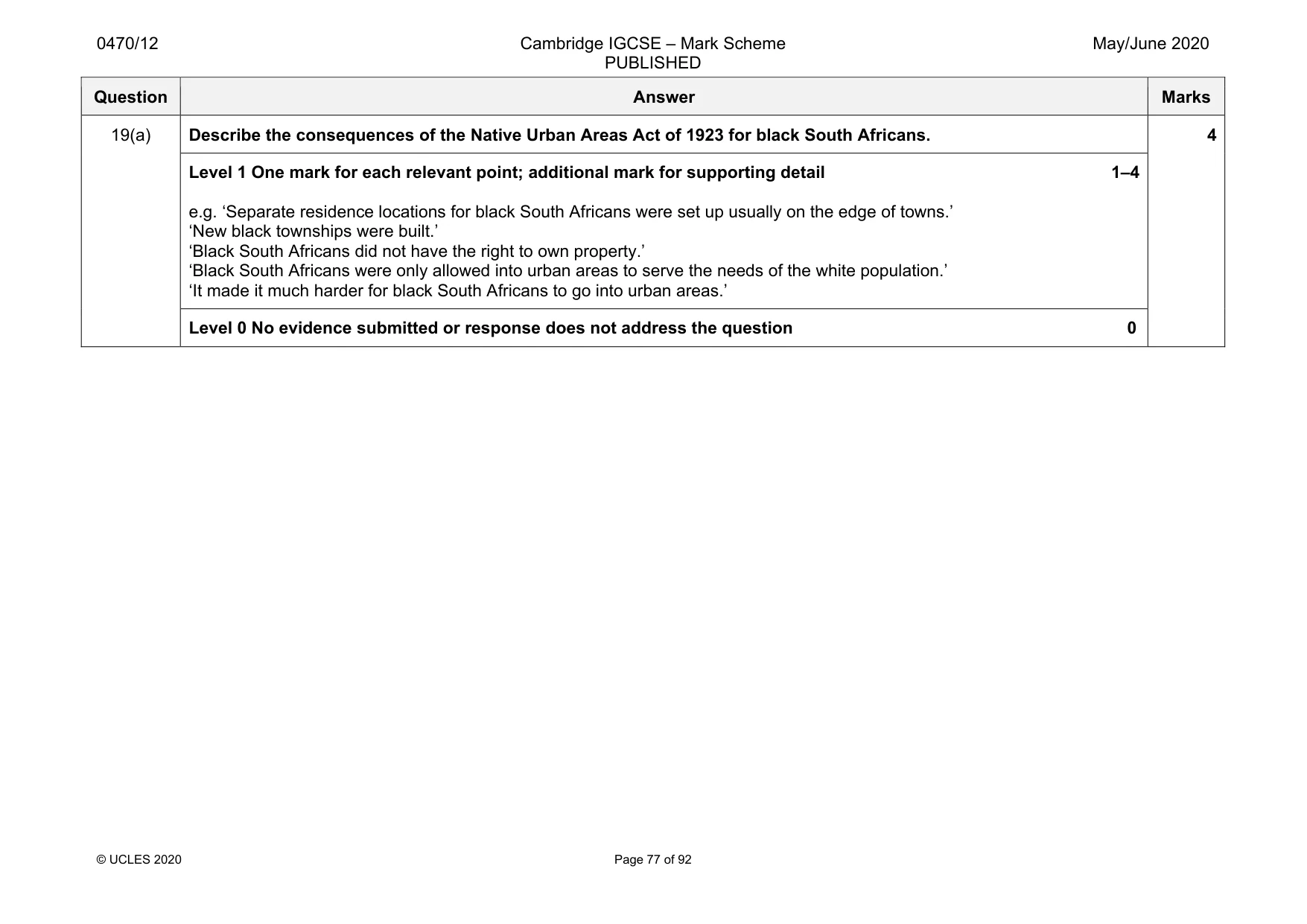 Mark scheme, page 77 of 92