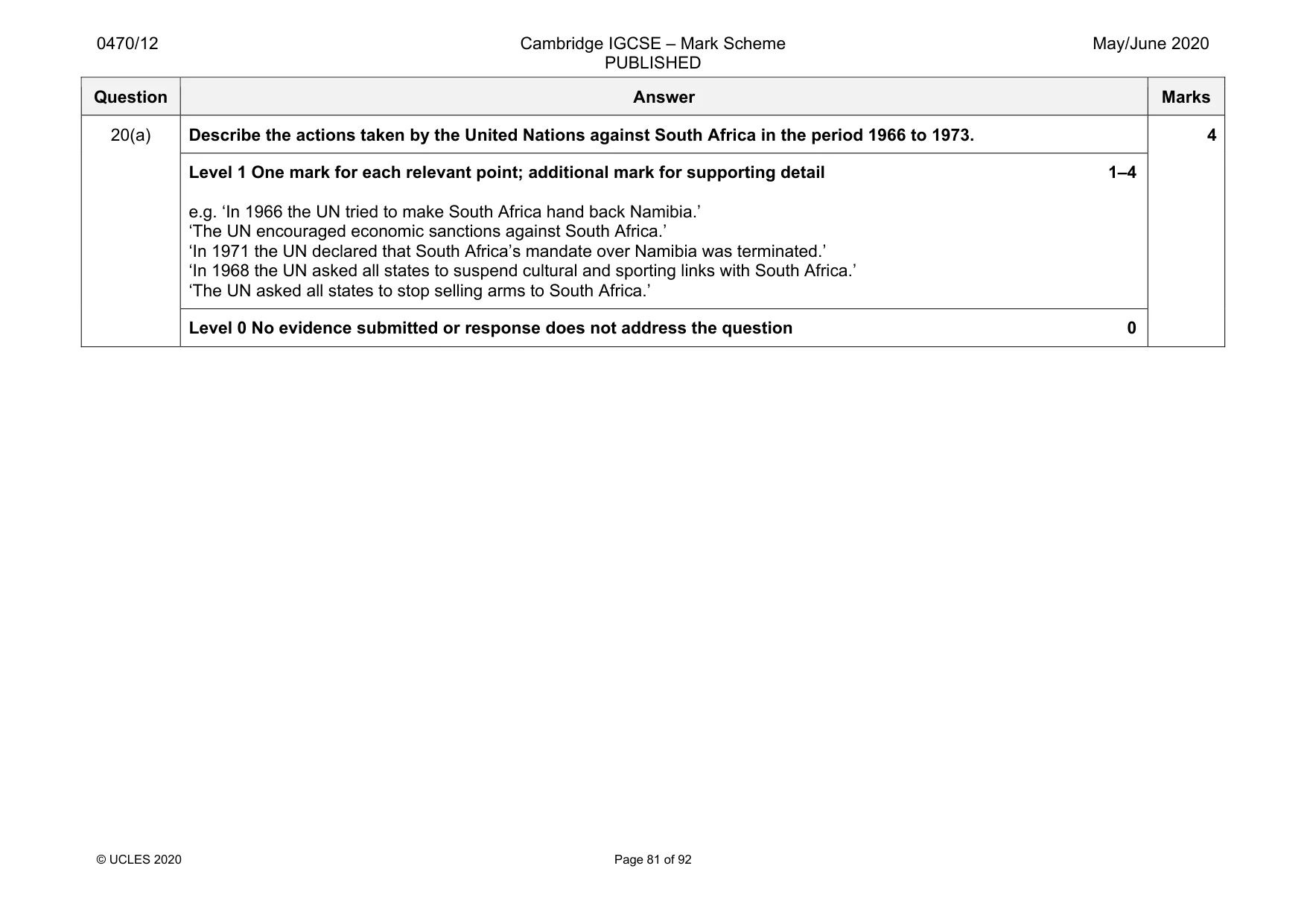 Mark scheme, page 81 of 92