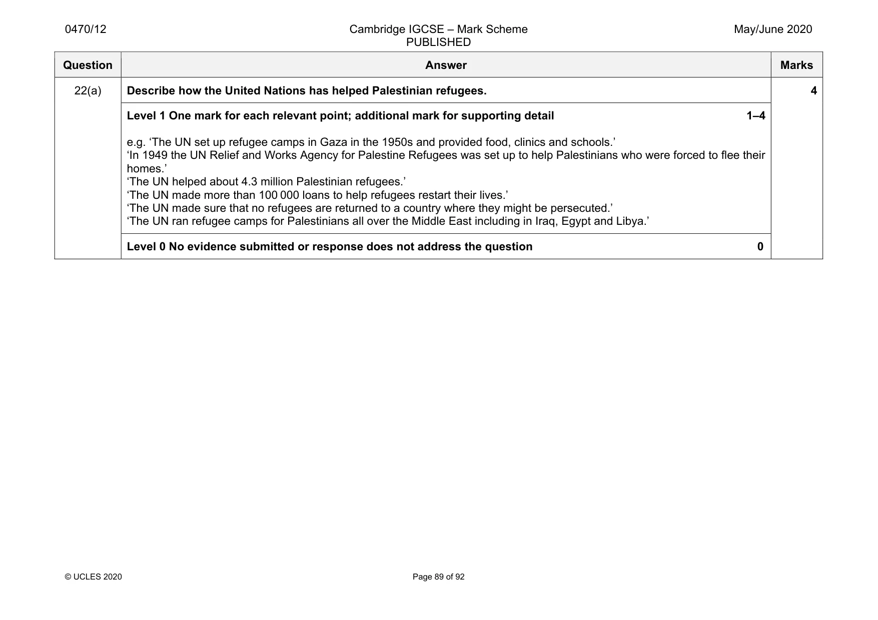 Mark scheme, page 89 of 92