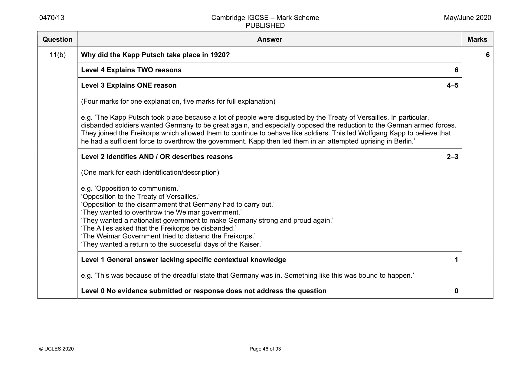 Mark scheme, page 46 of 93