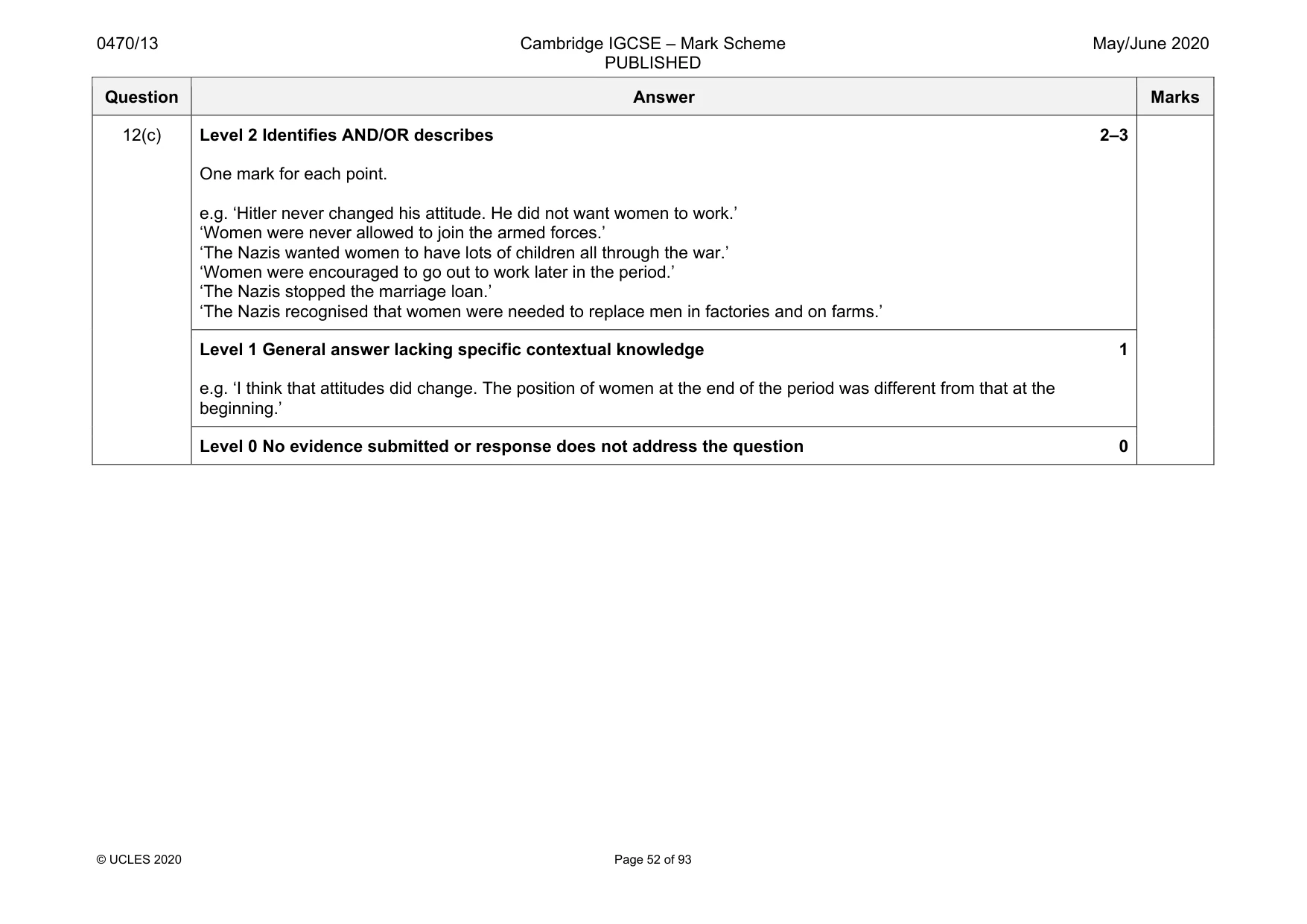 Mark scheme, page 52 of 93